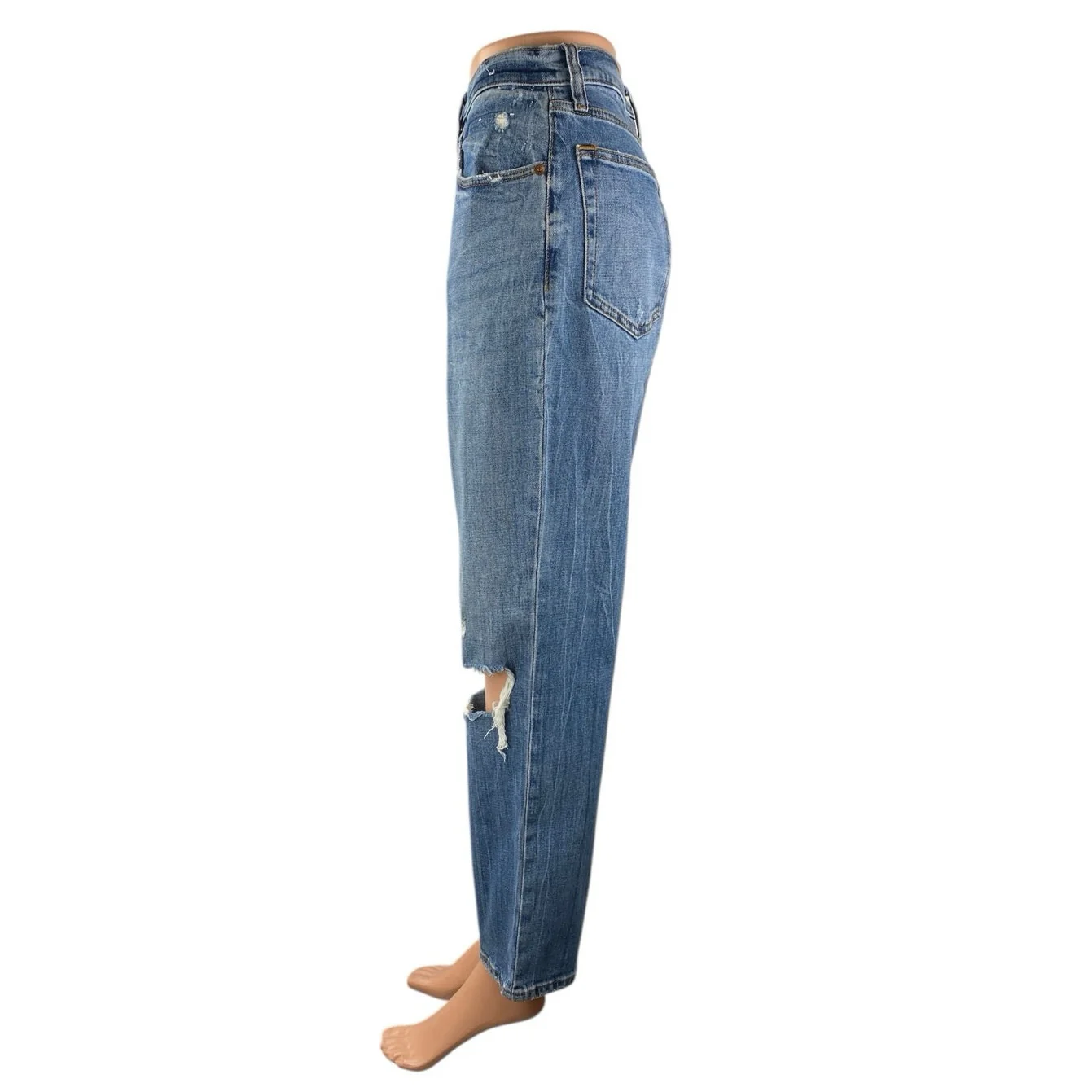 Abercrombie & Fitch Blue Distressed Ultra High Rise Straight Denim Jeans Size 30 - Image 2