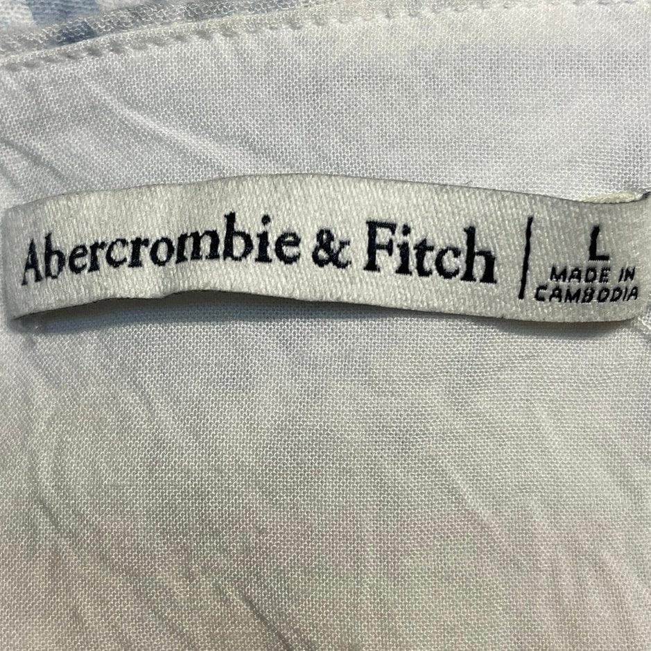 Abercrombie & Fitch Blue Floral Short Sleeve VNeck Twist Front Crop Blouse Top L - Image 4