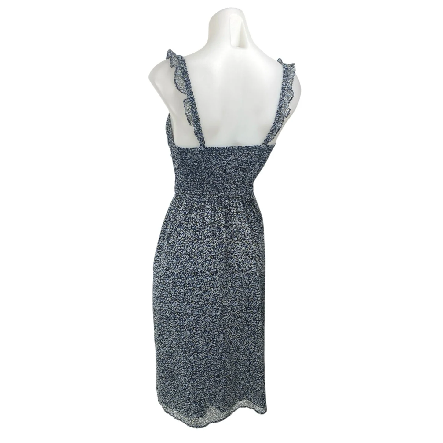Abercrombie & Fitch Blue Floral Sleeveless Smocked Cami Midi A-Line Dress Sz XS - Image 2