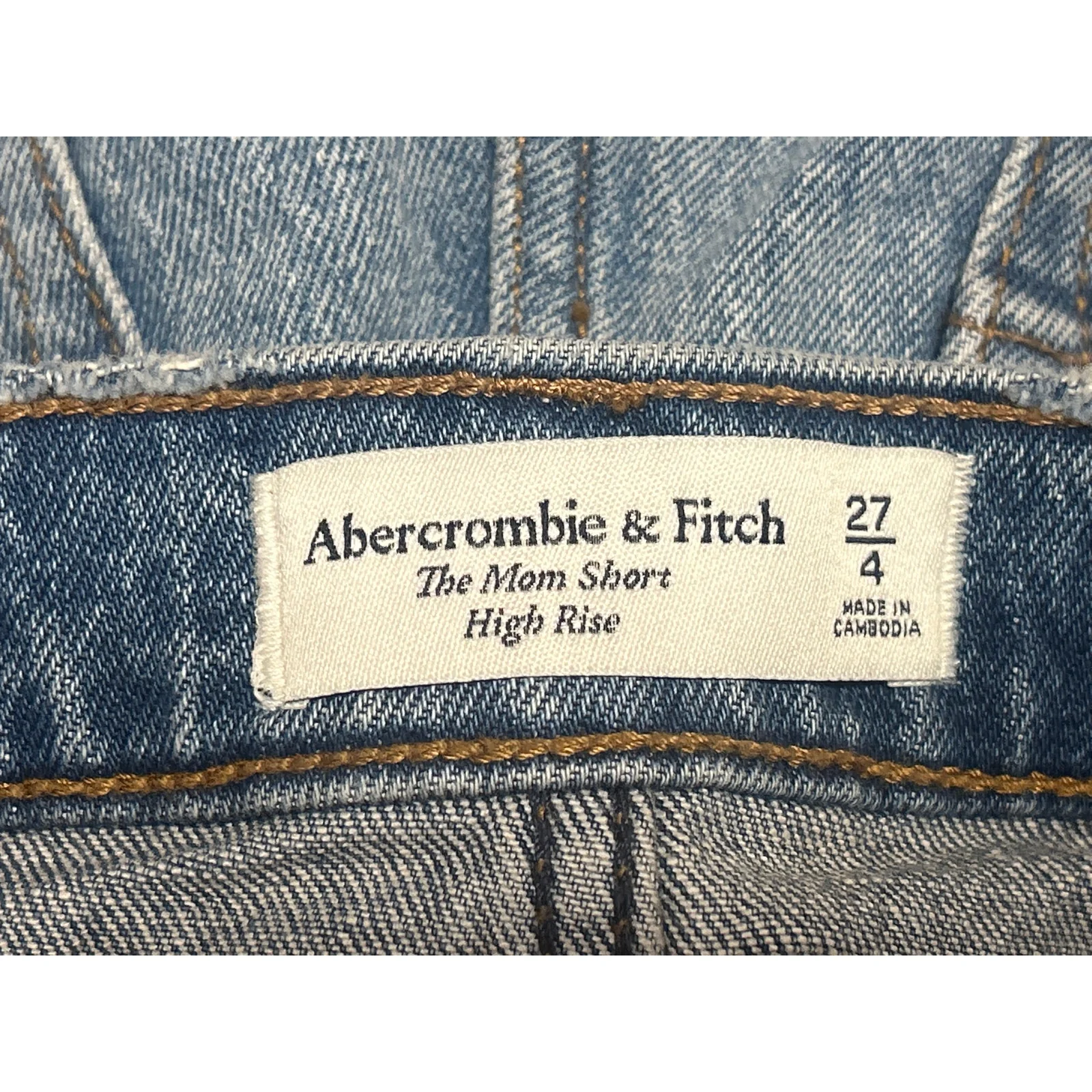 Abercrombie & Fitch Blue Frayed Distressed High Rise Denim Jeans Mom Shorts Sz 4 - Image 4