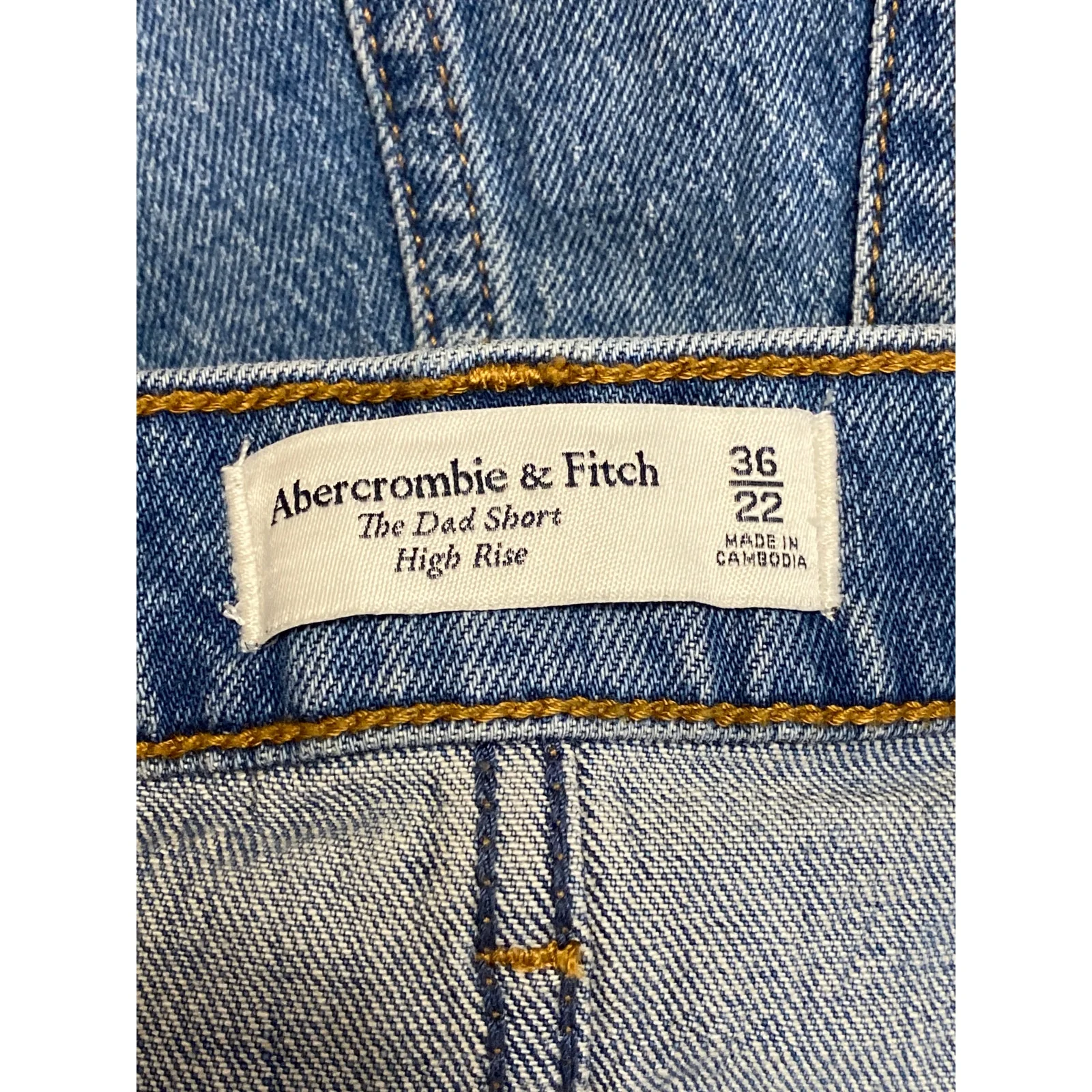 Abercrombie & Fitch Blue High Waisted Frayed Raw Hem Denim Jeans Dad Shorts 36 - Image 3