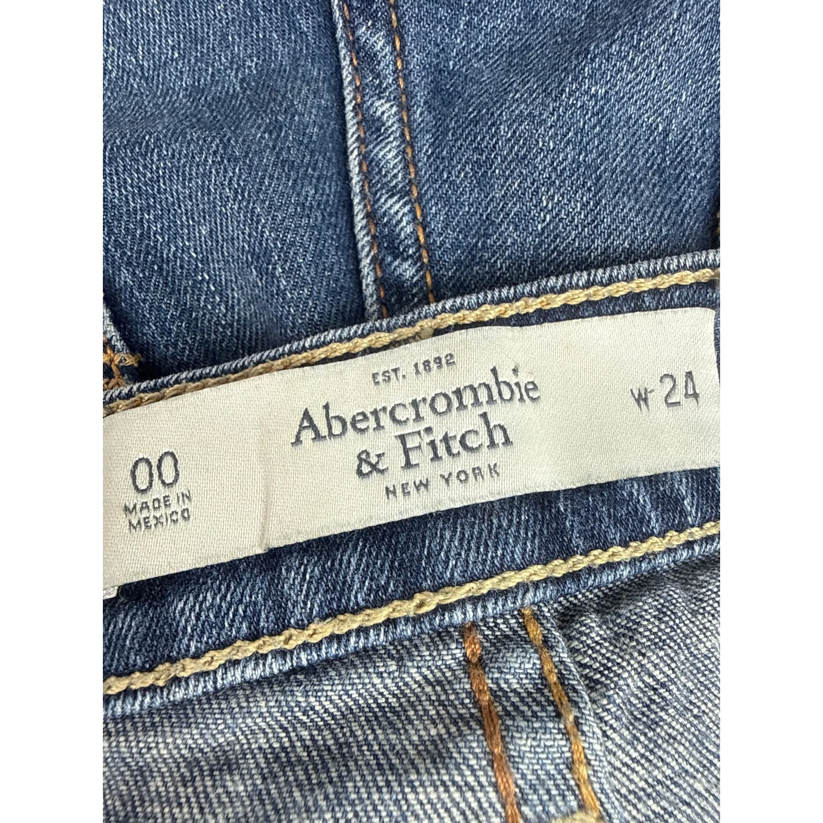 Abercrombie & Fitch Blue Low Rise Cuffed Micro Mini Denim Jean Shorts Size 24 - Image 4