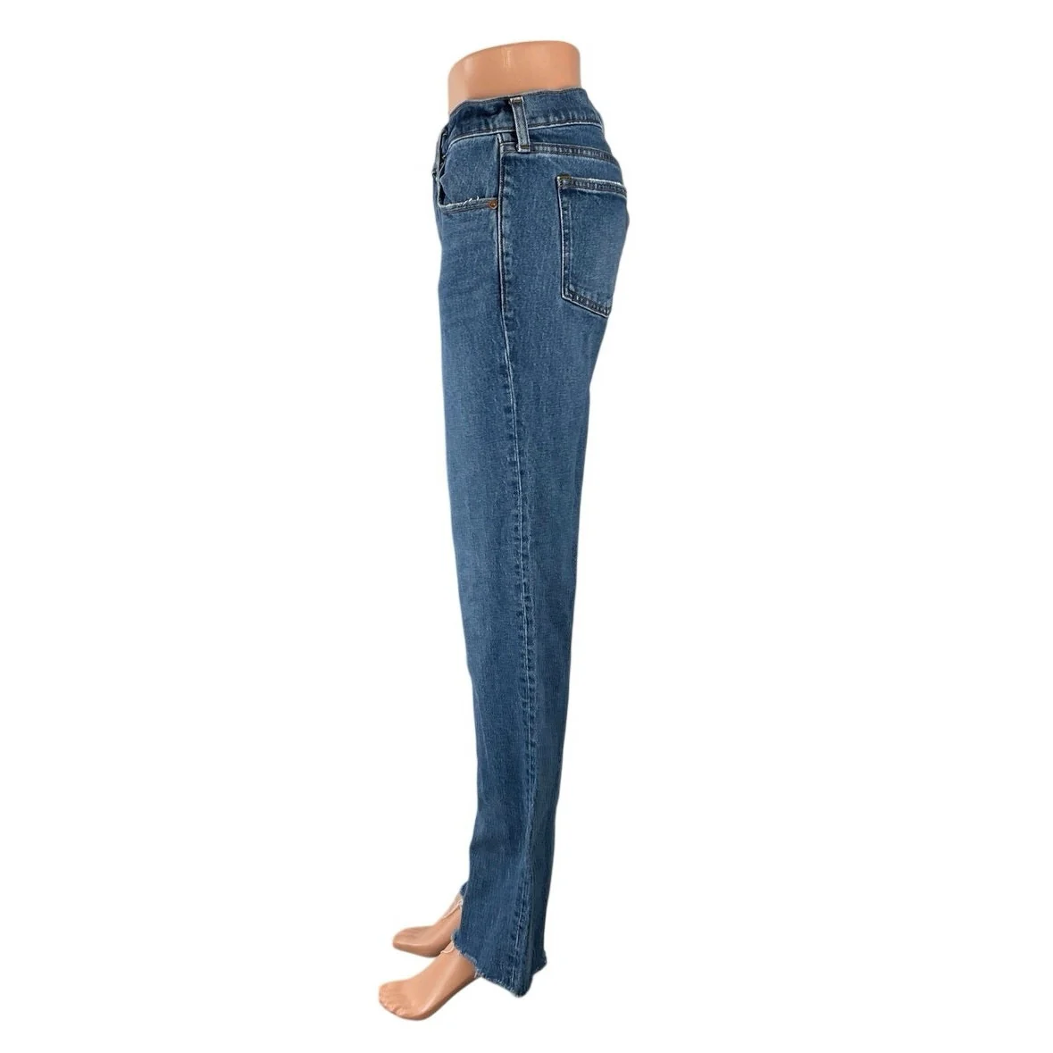 Abercrombie & Fitch Blue Raw Hem Mid Rise 90's Straight Denim Jeans Pants Sz 27 - Image 3