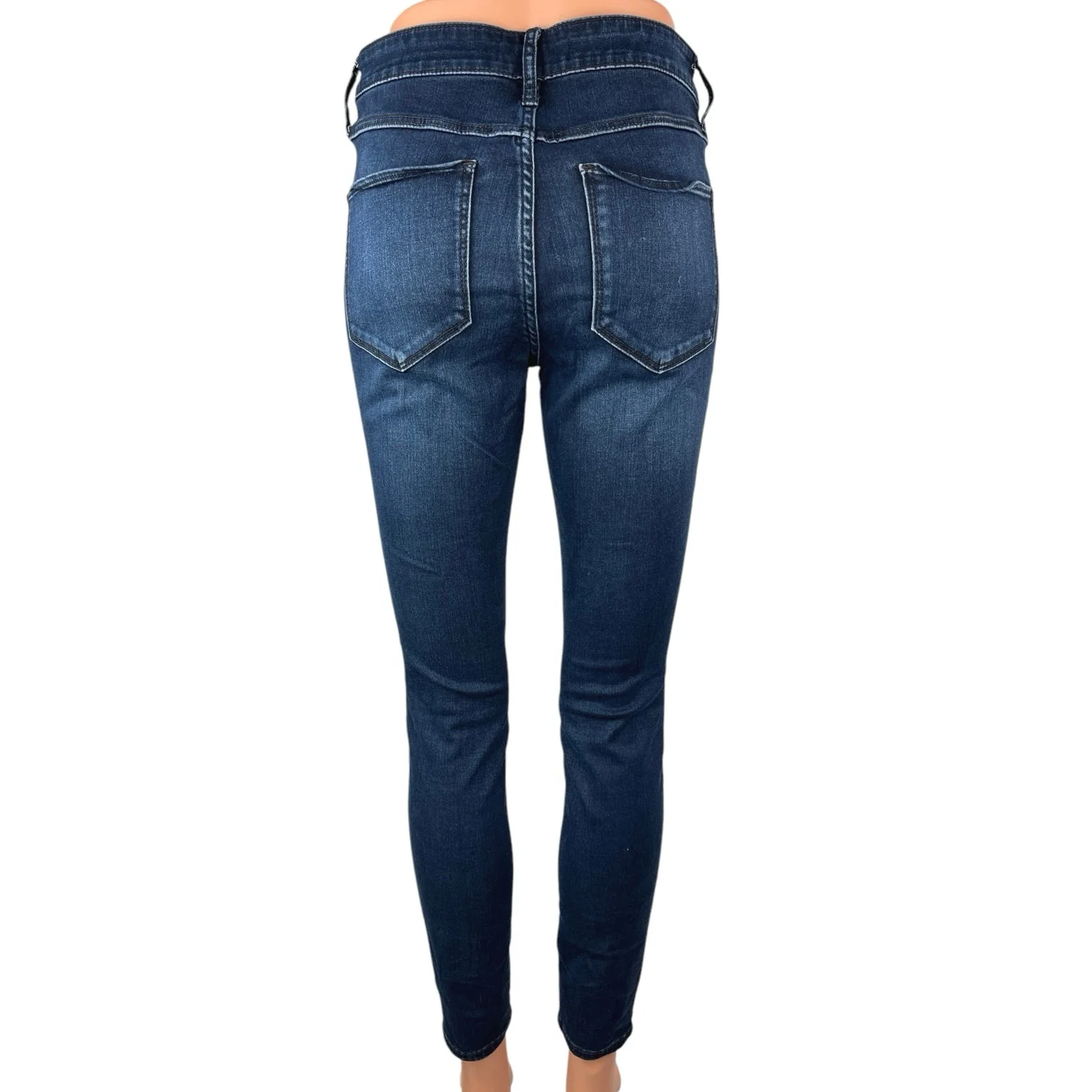 Abercrombie & Fitch Blue Skinny Mid Rise Dark Wash Stretch Ankle Denim Jeans 30 - Image 3