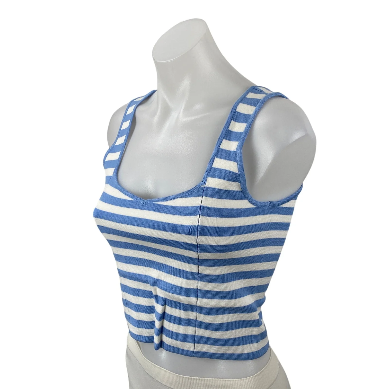 Abercrombie & Fitch Blue White Striped Sleeveless Cami Tank Crop Top Size S - Image 2