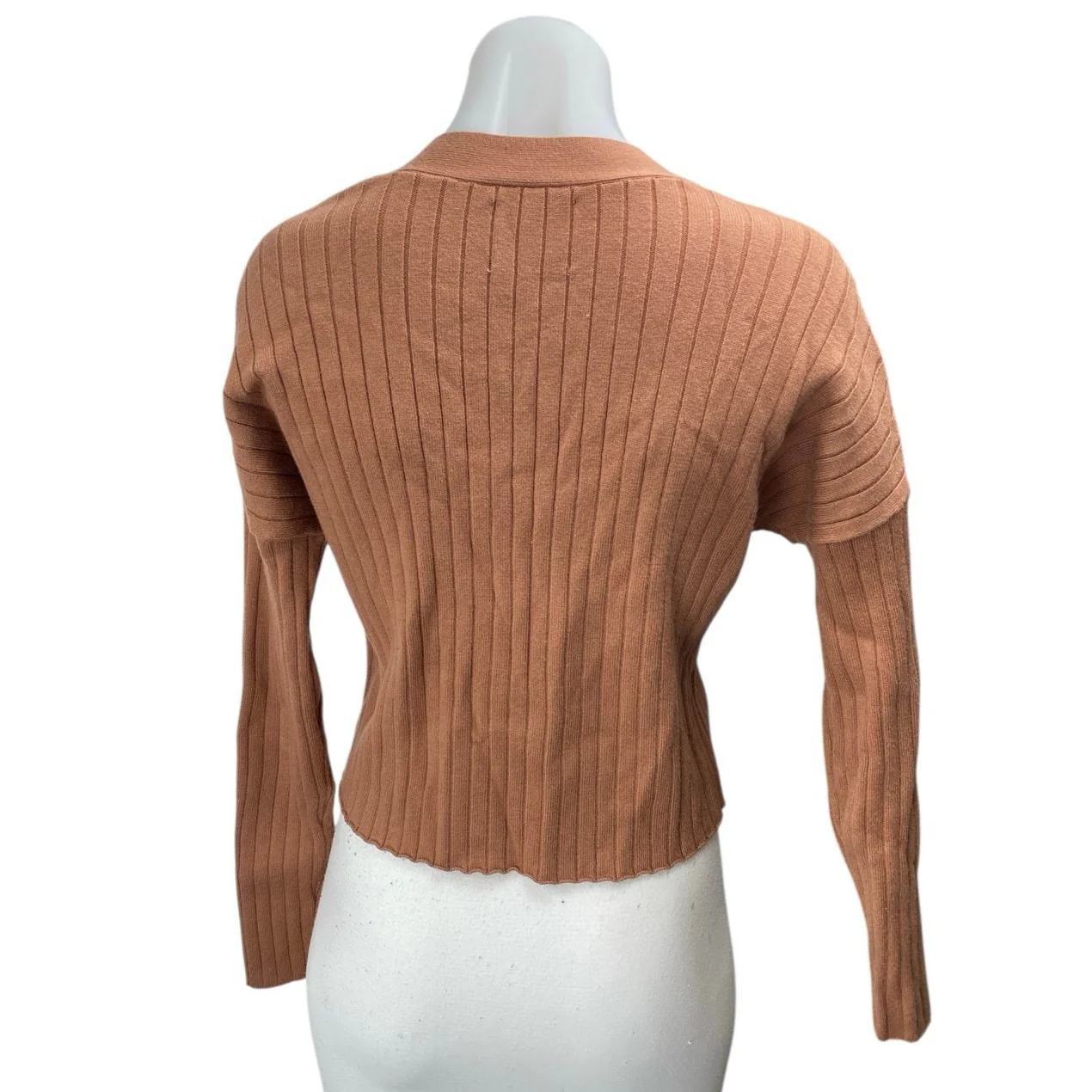 Abercrombie & Fitch Brown Long Sleeve Ribbed Knit Button Up Cardigan Sweater S - Image 2