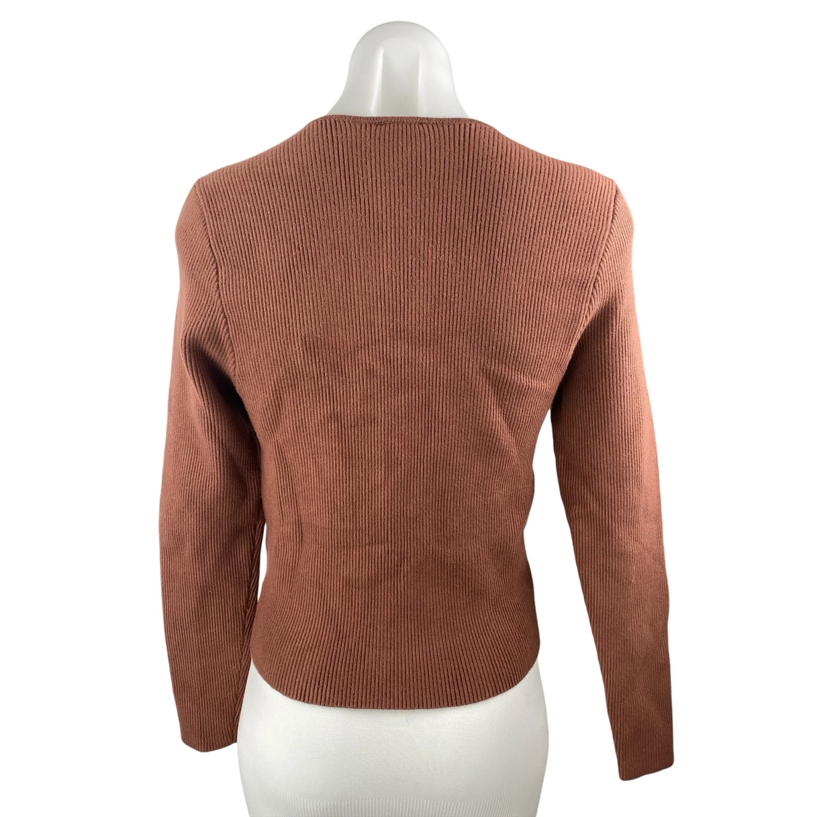 Abercrombie & Fitch Brown Long Sleeve Ribbed Knit Square Neck Sweater Top Size L - Image 2