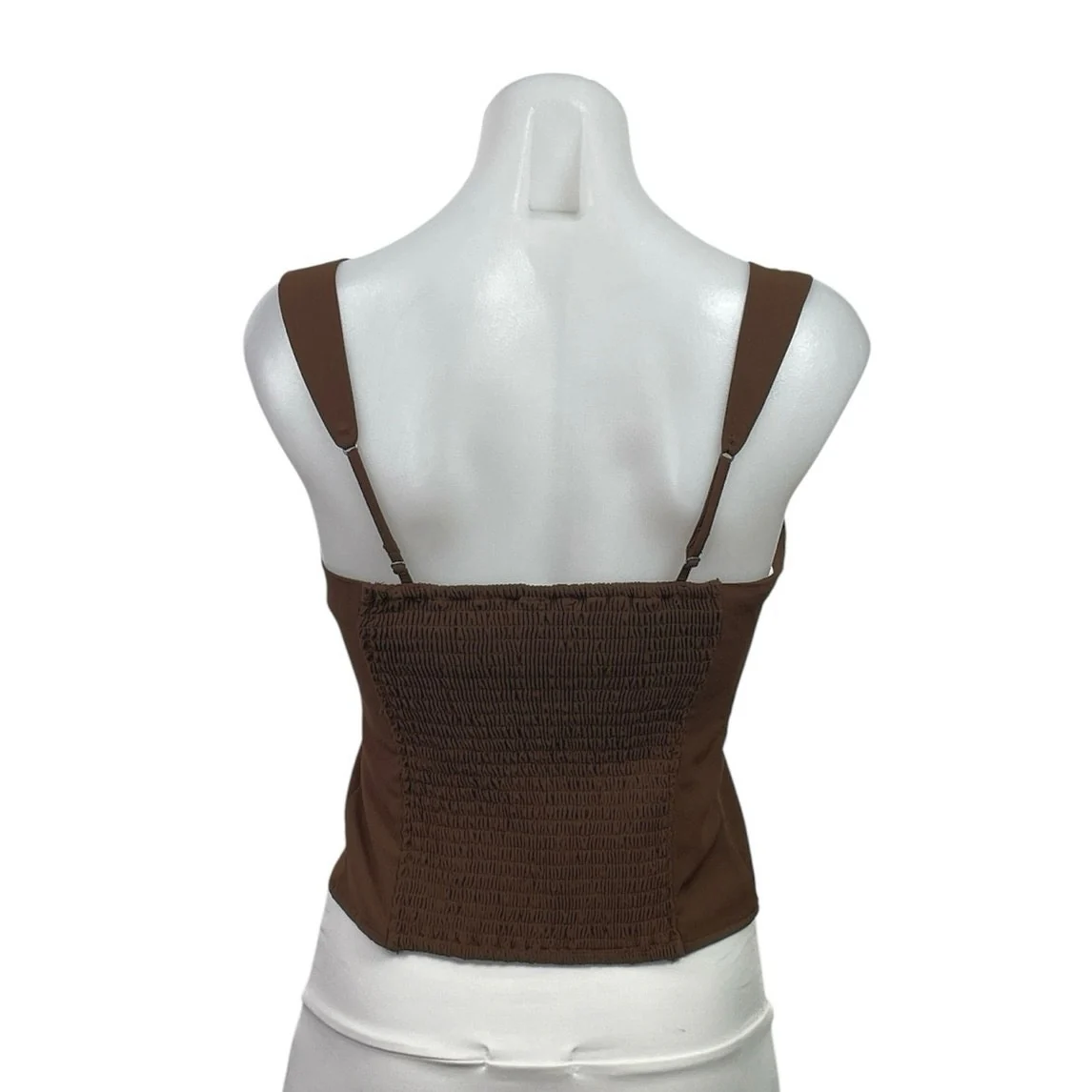 Abercrombie & Fitch Brown Sleeveless Sweetheart Smocked Cami Tank Top Size S - Image 3