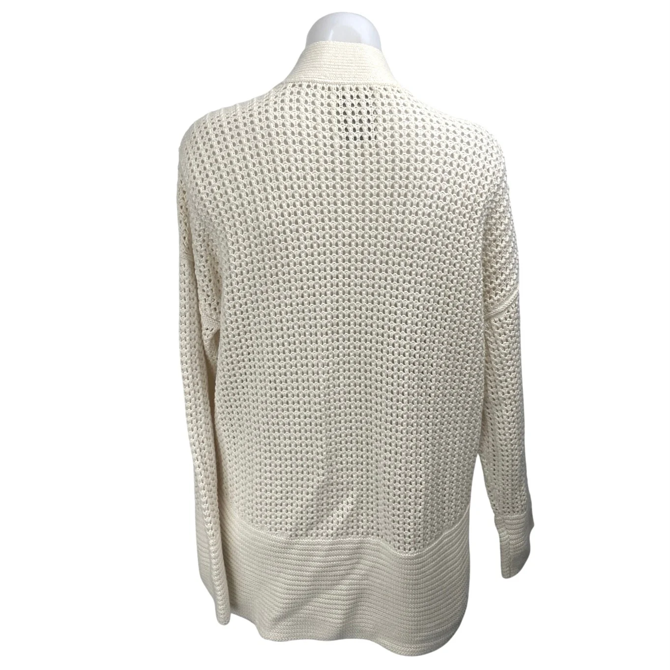 Abercrombie & Fitch Cream Open Knit Long Sleeve Open Cardigan Sweater Top Size S - Image 2