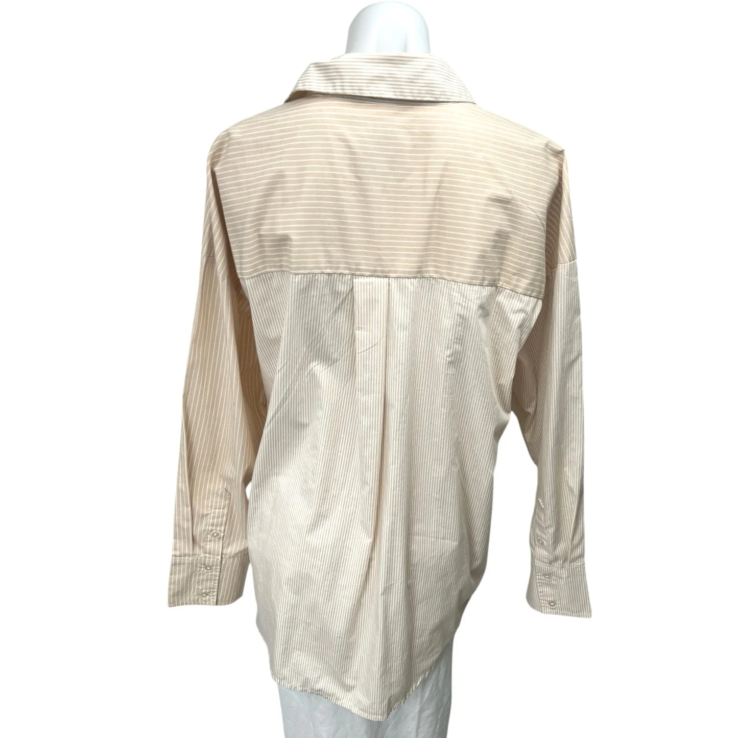 Abercrombie & Fitch Cream Striped Button Down Long Sleeve Oversized Shirt Top L - Image 2