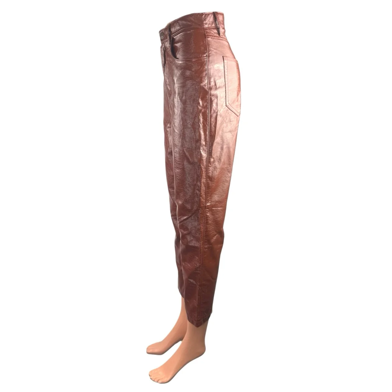 Abercrombie & Fitch Curve Love Faux Vegan Leather Straight Trousers Pants Sz 25 - Image 2