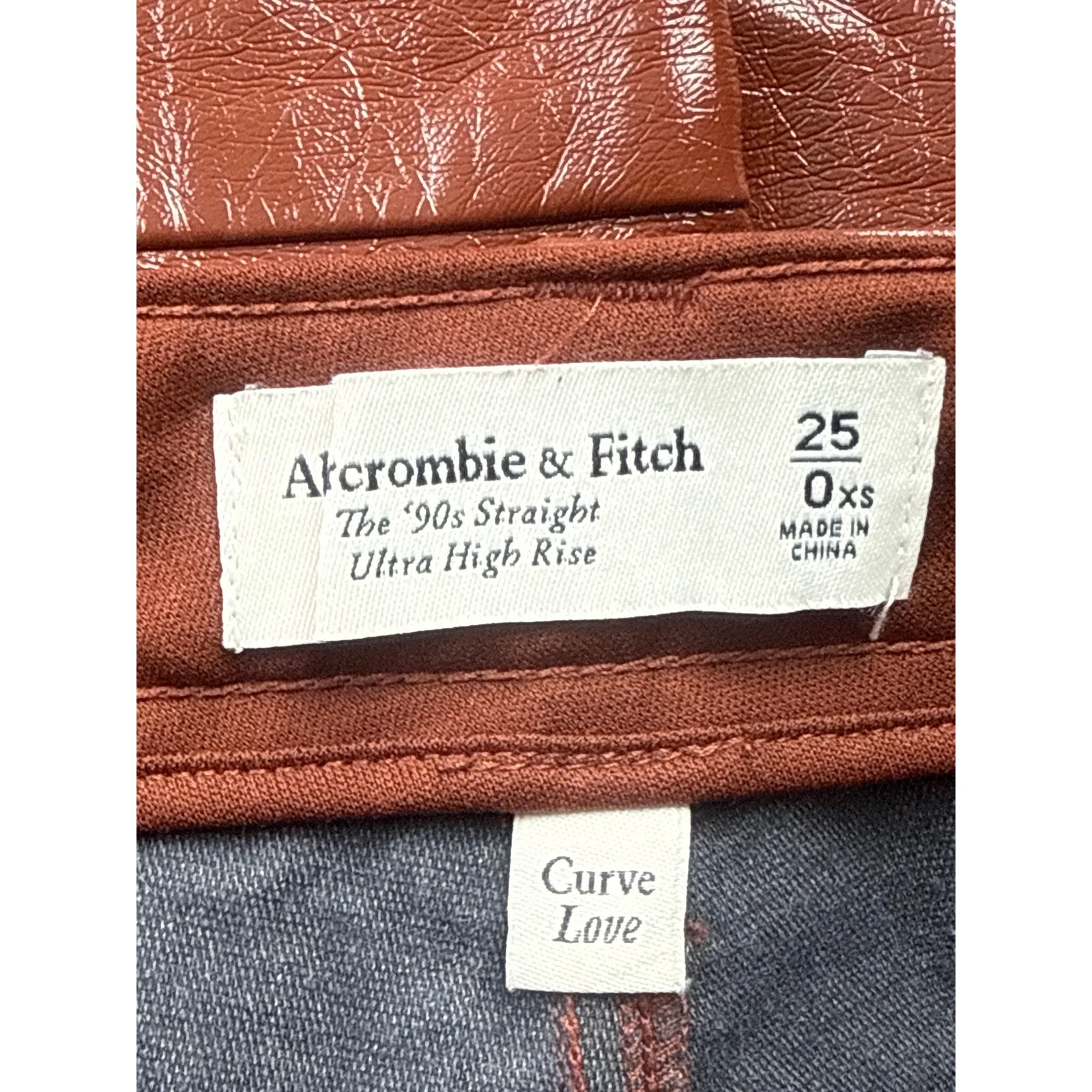 Abercrombie & Fitch Curve Love Faux Vegan Leather Straight Trousers Pants Sz 25 - Image 4