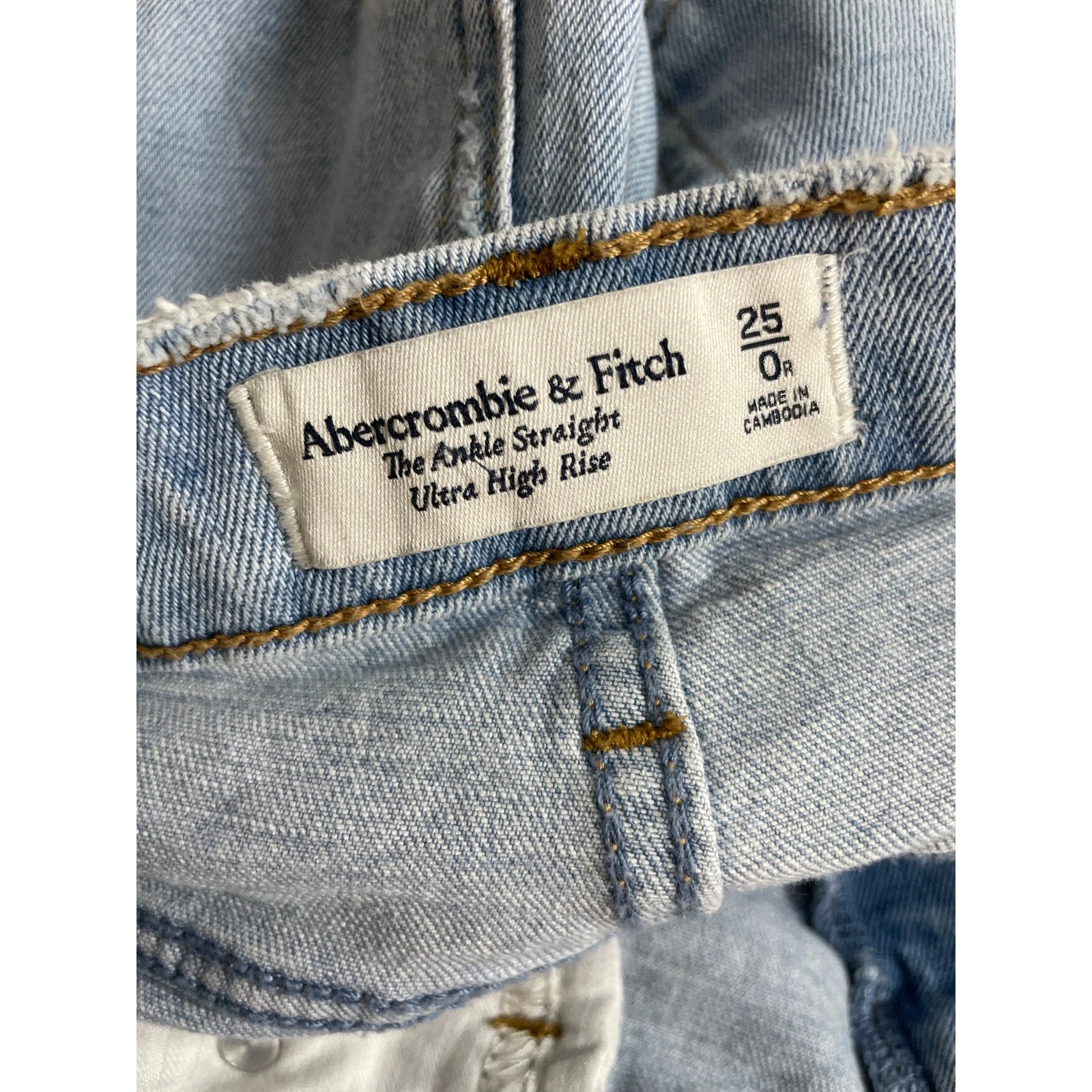 Abercrombie & Fitch Distressed Ripped High Rise Slim Straight Denim Jeans Pant 0 - Image 5