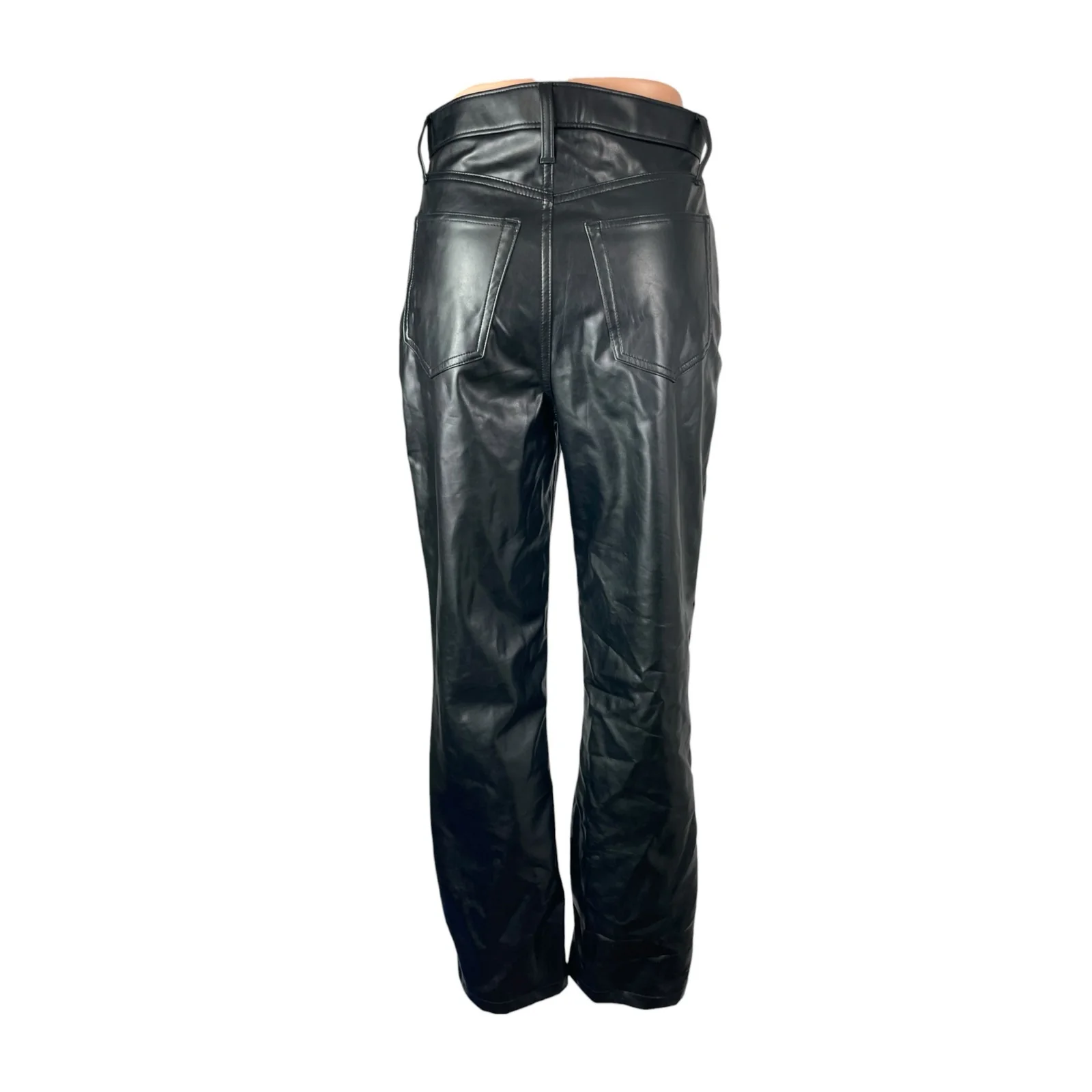 Abercrombie & Fitch Faux Vegan Leather High Rise Straight Trousers Dress Pants 4 - Image 4