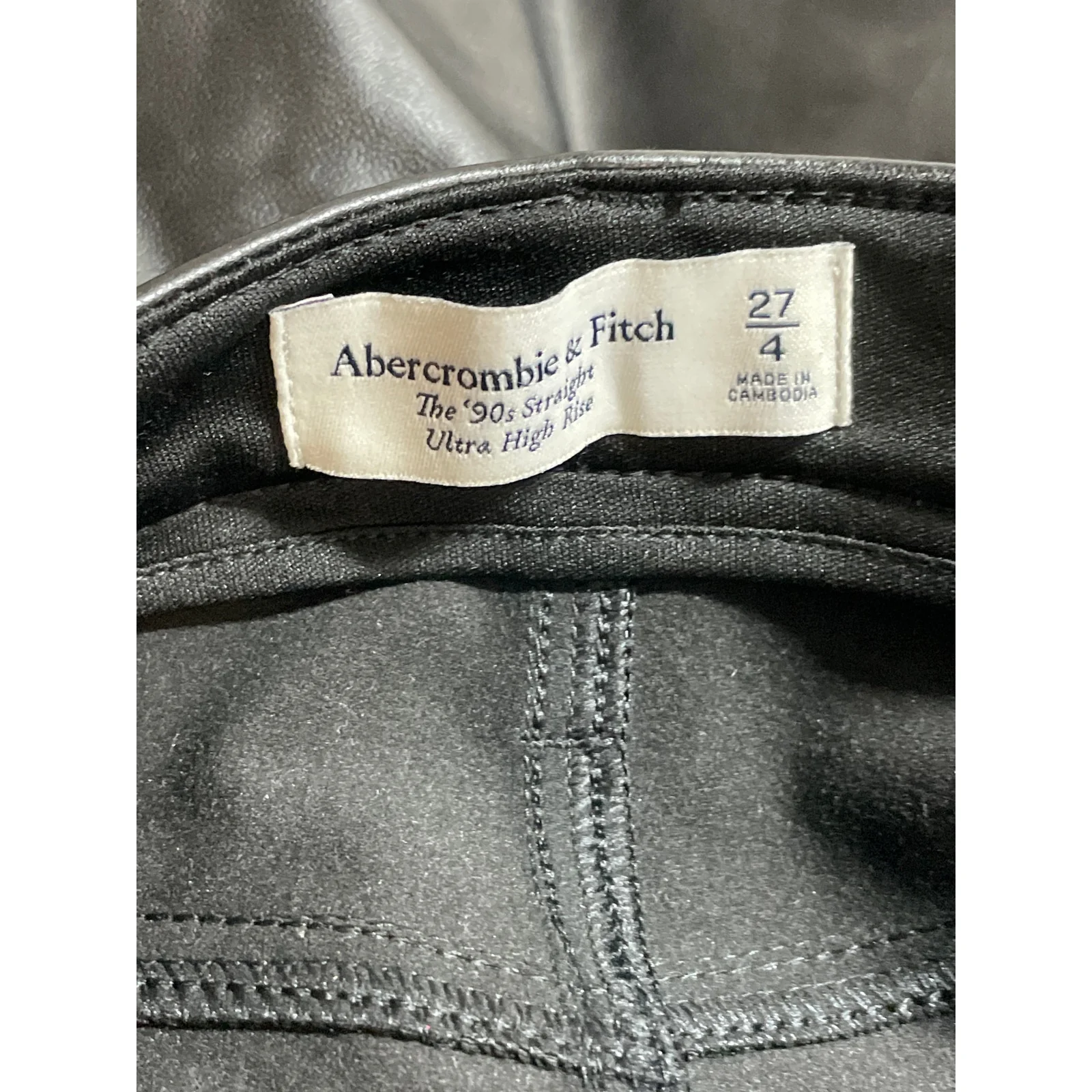 Abercrombie & Fitch Faux Vegan Leather High Rise Straight Trousers Dress Pants 4 - Image 5