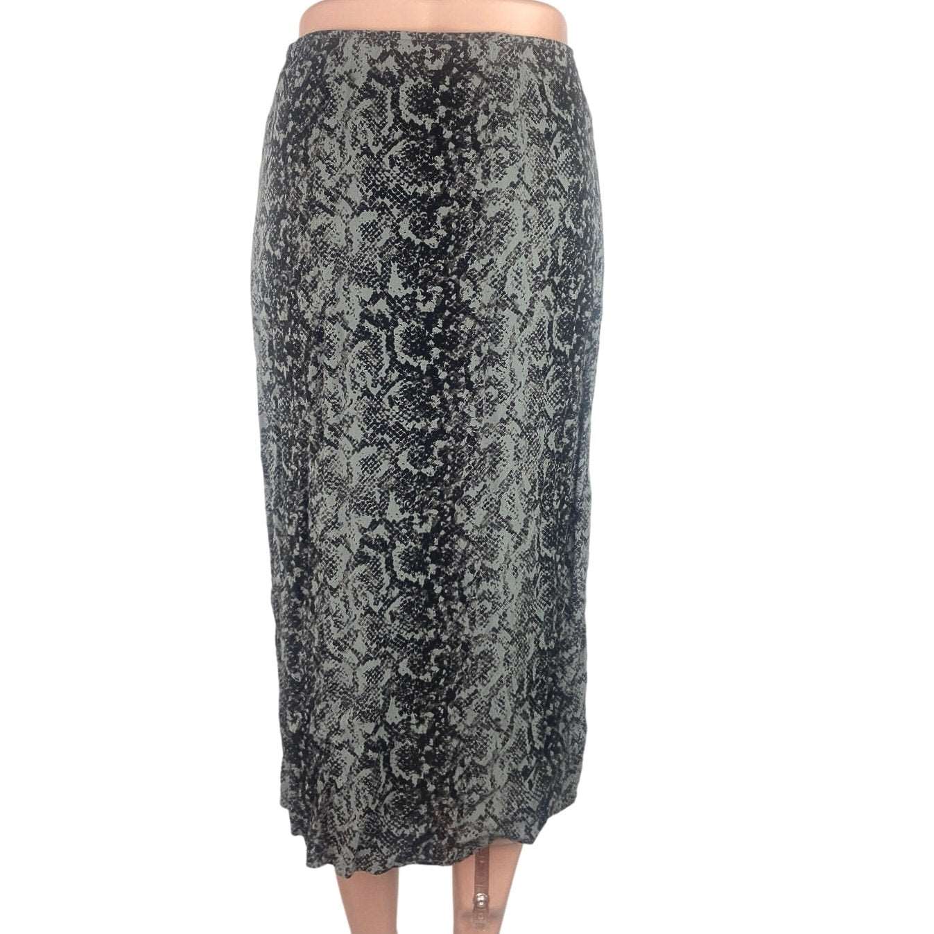 Abercrombie & Fitch Gray Black Snakeskin High Slit Pencil Straight Midi Skirt XS - Image 3
