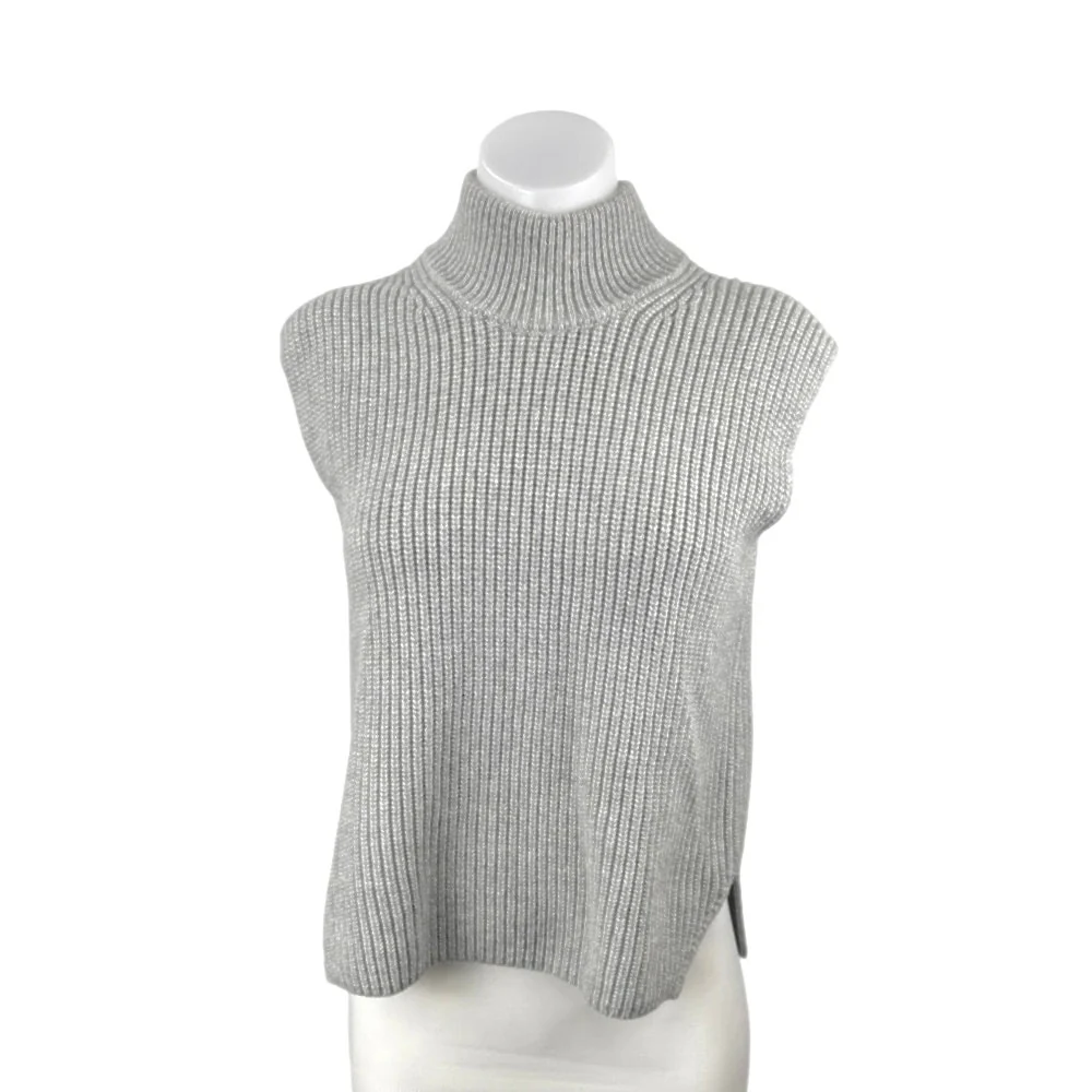 Abercrombie & Fitch Gray Ribbed Knit Turtleneck Sleeveless Sweater Vest Top XXS