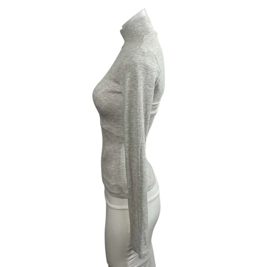 Abercrombie & Fitch Gray Ribbed Turtleneck Long Sleeve Sweatshirt Sweater Top XS - Image 2