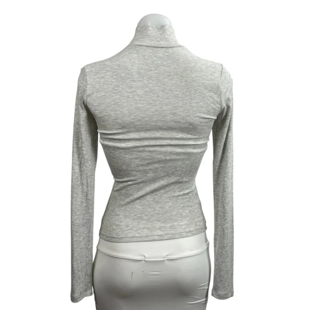 Abercrombie & Fitch Gray Ribbed Turtleneck Long Sleeve Sweatshirt Sweater Top XS - Image 3