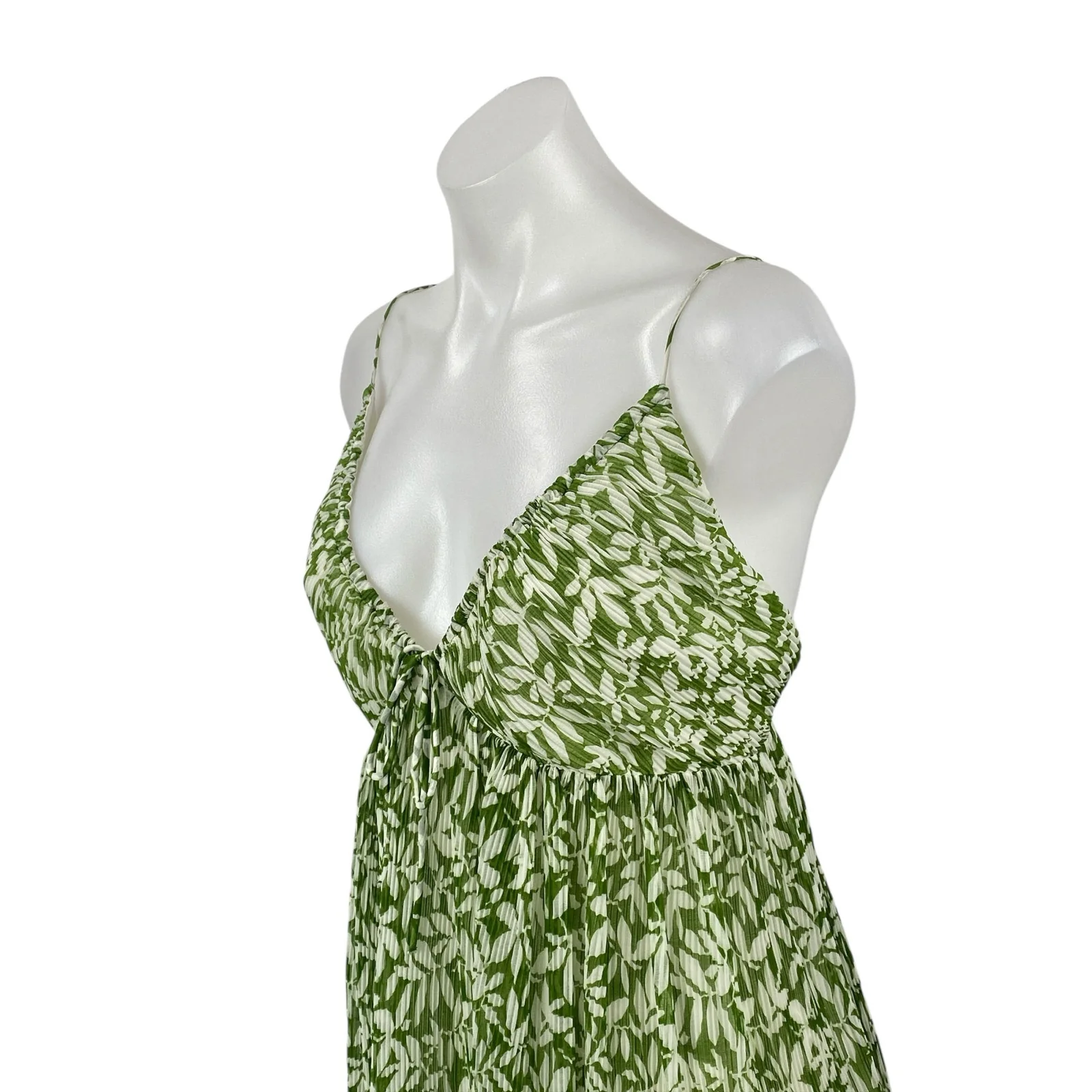 Abercrombie & Fitch Green Floral Sleeveless Mini Cami Tank Flare A-Line Dress L - Image 2
