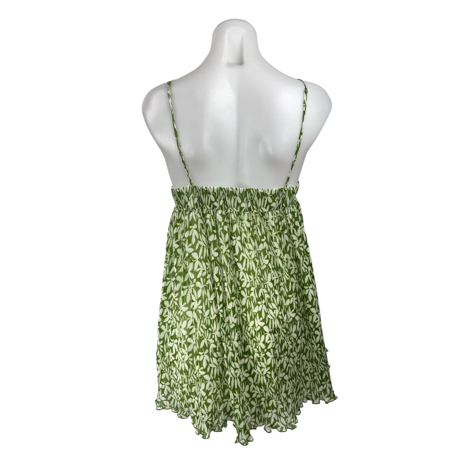 Abercrombie & Fitch Green Floral Sleeveless Mini Cami Tank Flare A-Line Dress L - Image 4