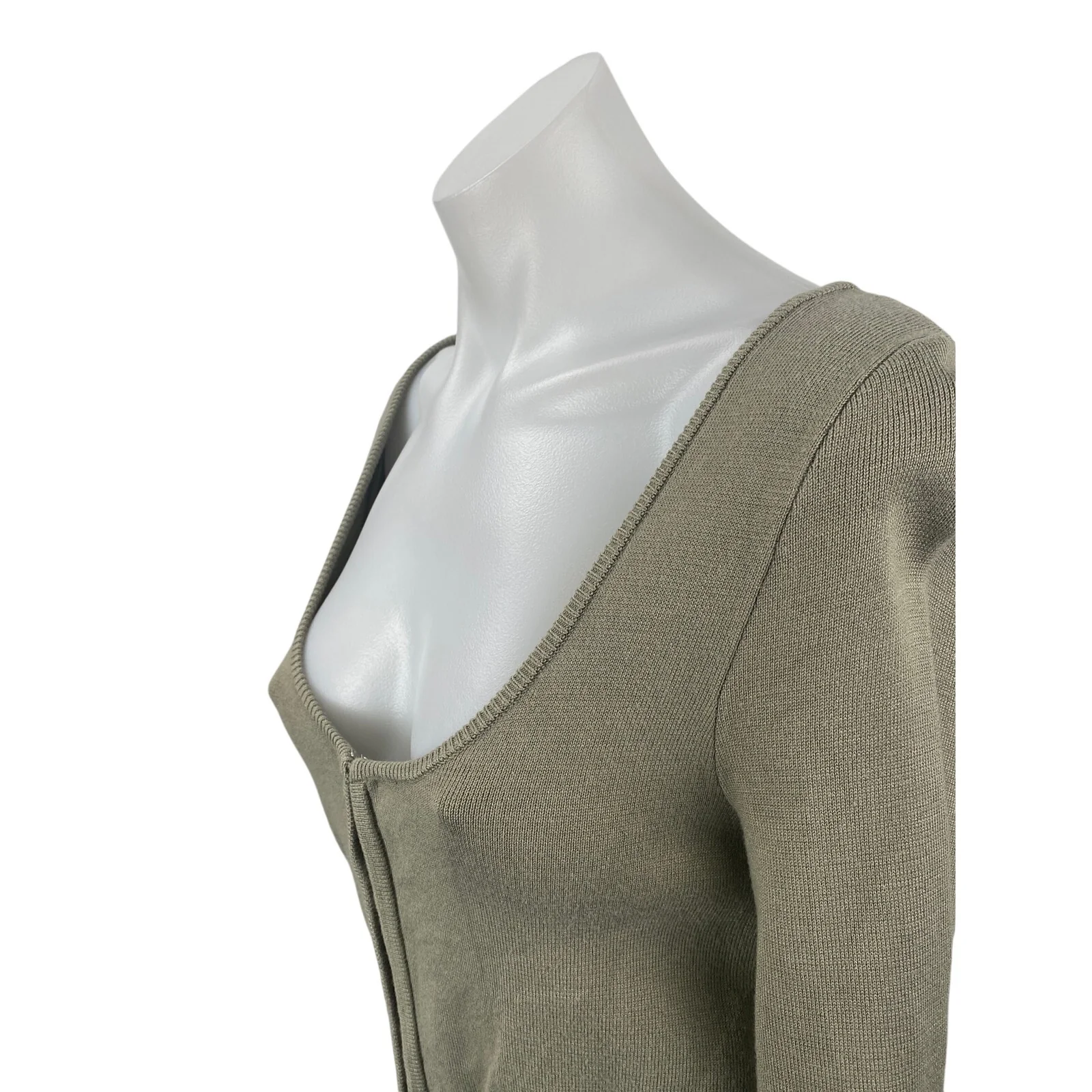 Abercrombie & Fitch Green Long Sleeve Rib Knit Scoop Full Zip Cardigan Sweater S - Image 2