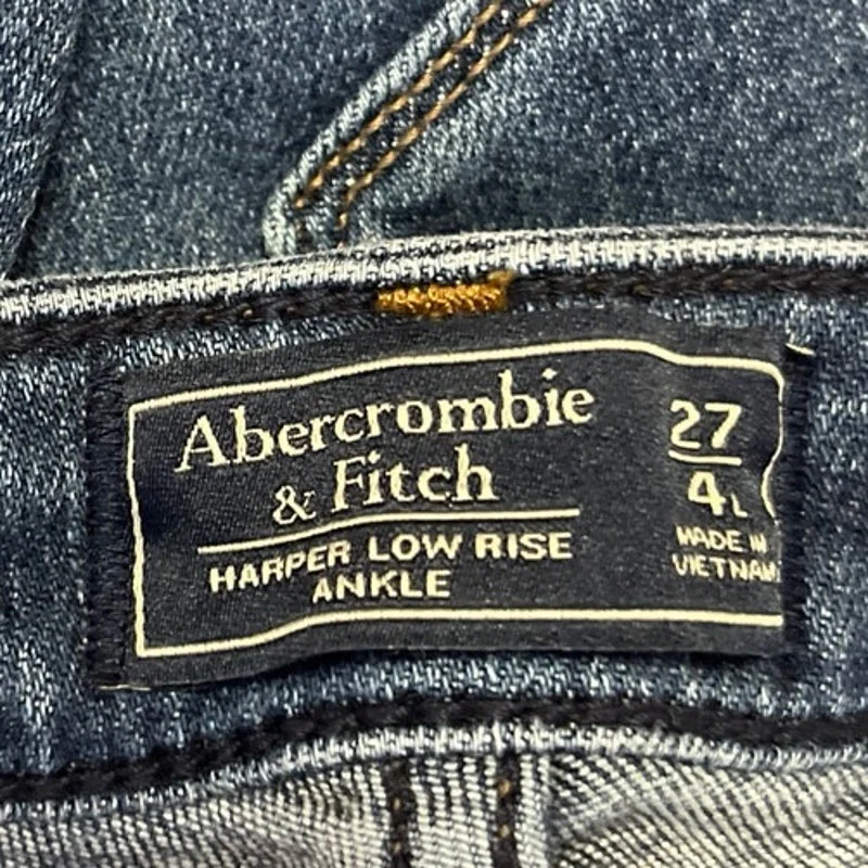 Abercrombie & Fitch Harper Blue Low Rise Distressed Skinny Ankle Denim Jeans 27 - Image 4