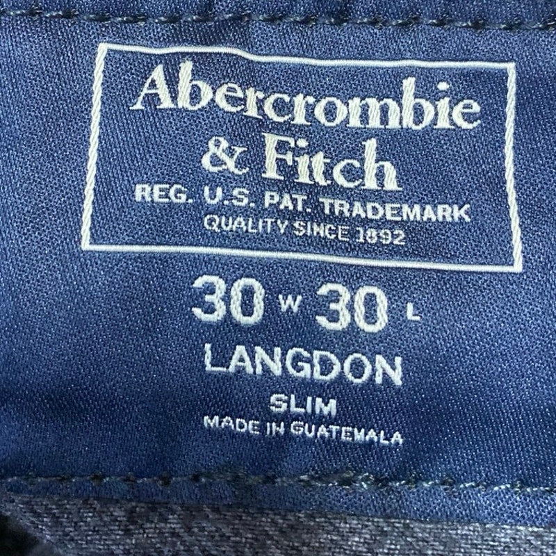 Abercrombie & Fitch Langdon Men's Black Distressed Slim Straight Denim Jeans 30 - Image 4