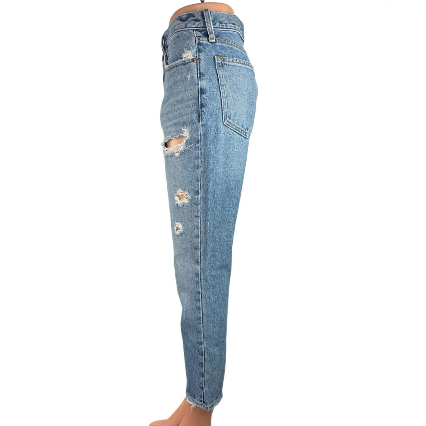 Abercrombie & Fitch Mom Jean Women's Blue High Rise Distressed Ankle Jeans Sz 2 - Image 2
