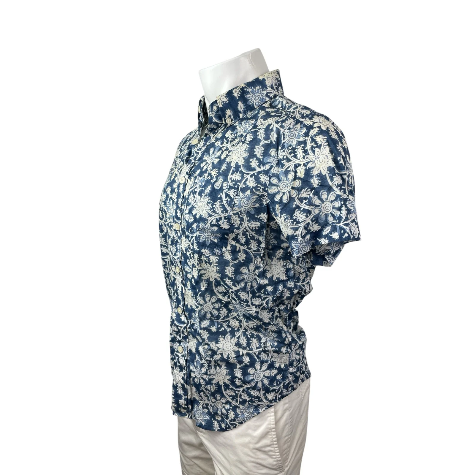 Abercrombie & Fitch Muscle Men's Blue Floral Short Sleeve Button Down Shirt S - Image 2