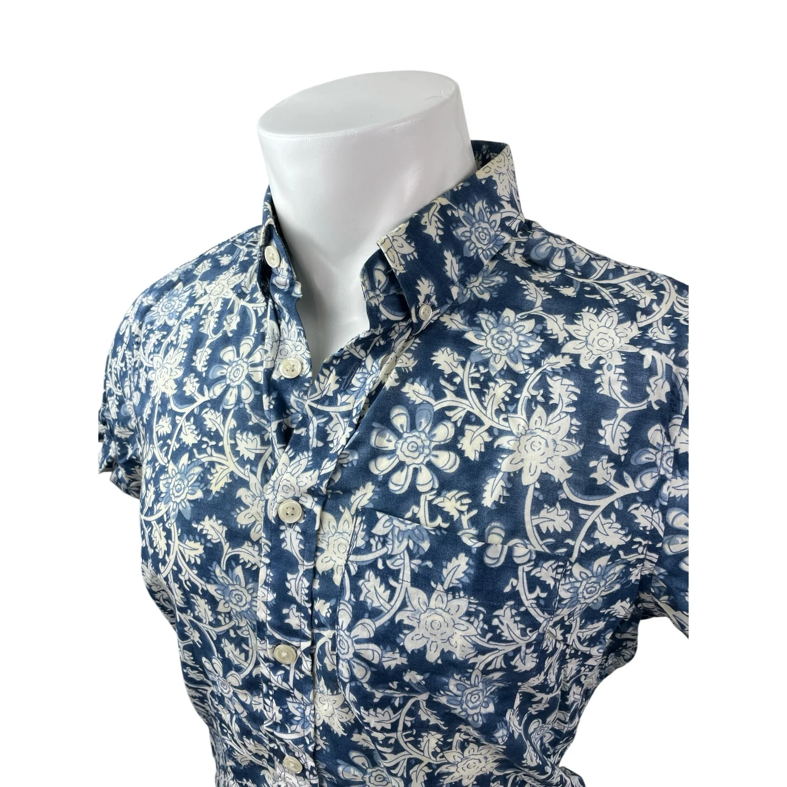 Abercrombie & Fitch Muscle Men's Blue Floral Short Sleeve Button Down Shirt S - Image 4