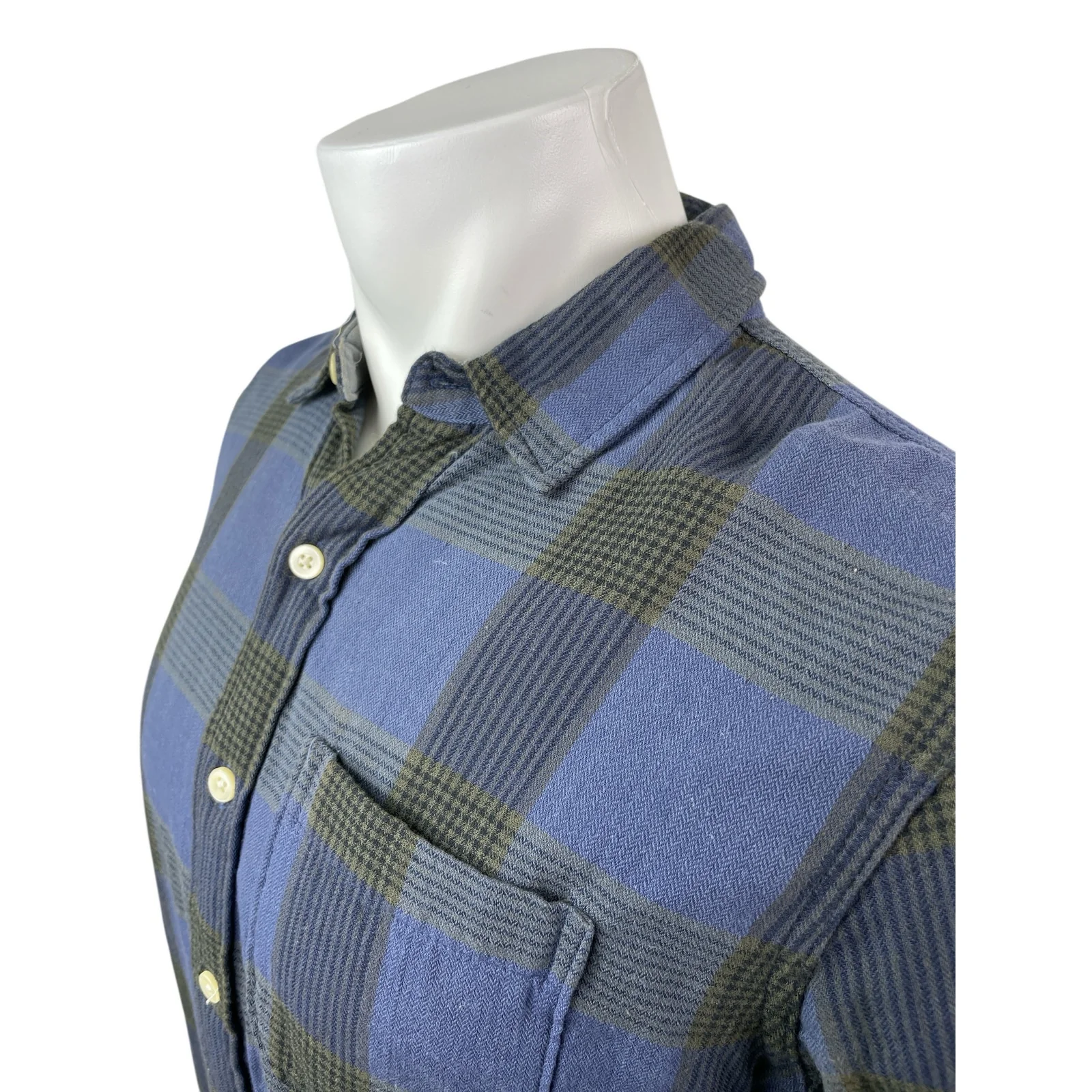 Abercrombie & Fitch Muscle Men's Blue Plaid Long Sleeve Button Down Shirt Top S - Image 2