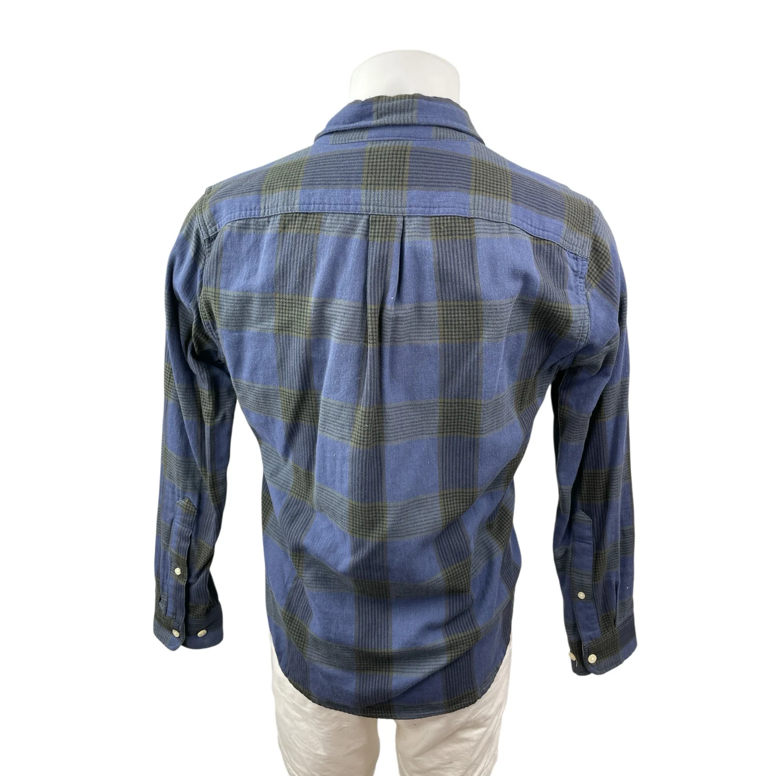 Abercrombie & Fitch Muscle Men's Blue Plaid Long Sleeve Button Down Shirt Top S - Image 4