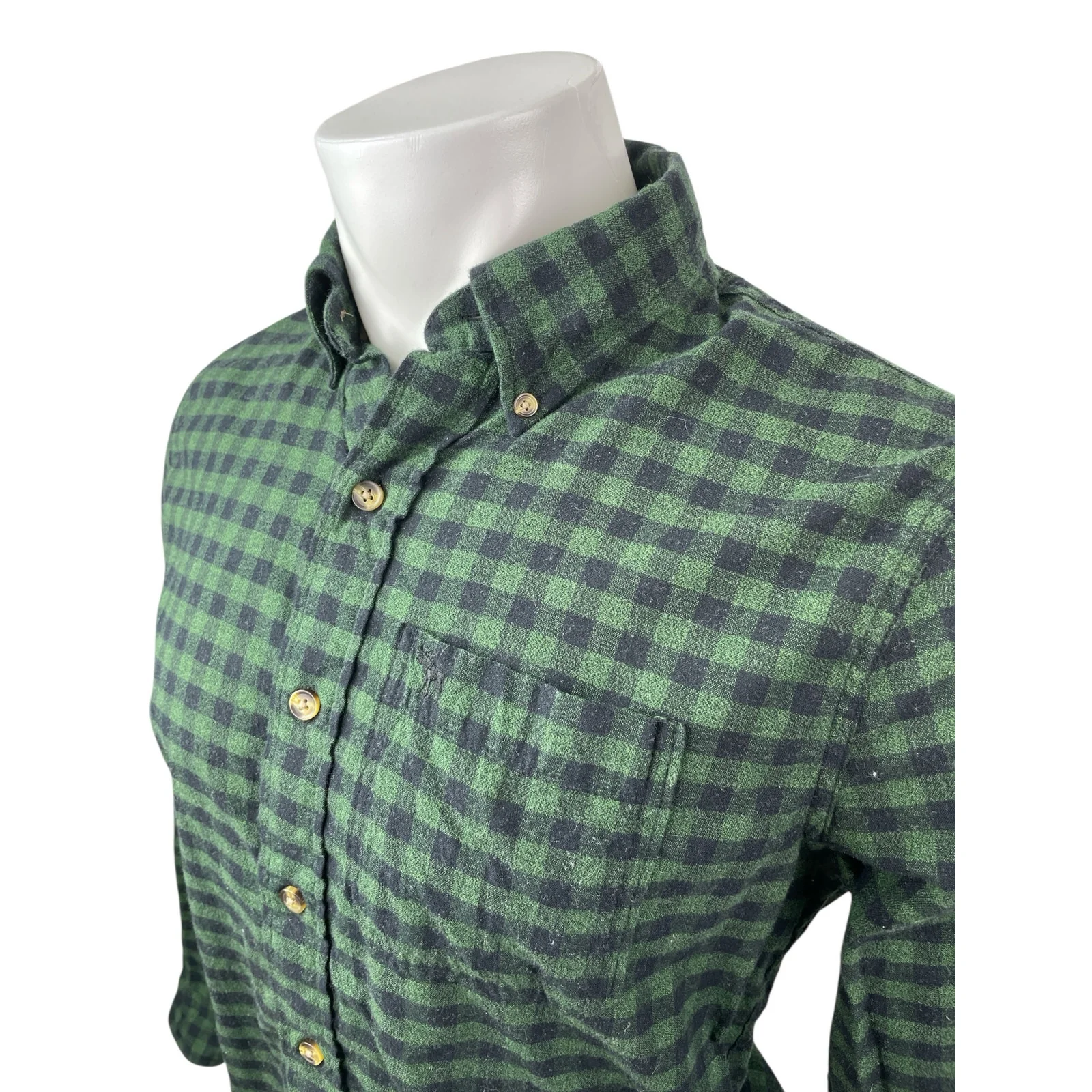 Abercrombie & Fitch Muscle Men's Green Plaid Long Sleeve Button Down Shirt Top S - Image 2