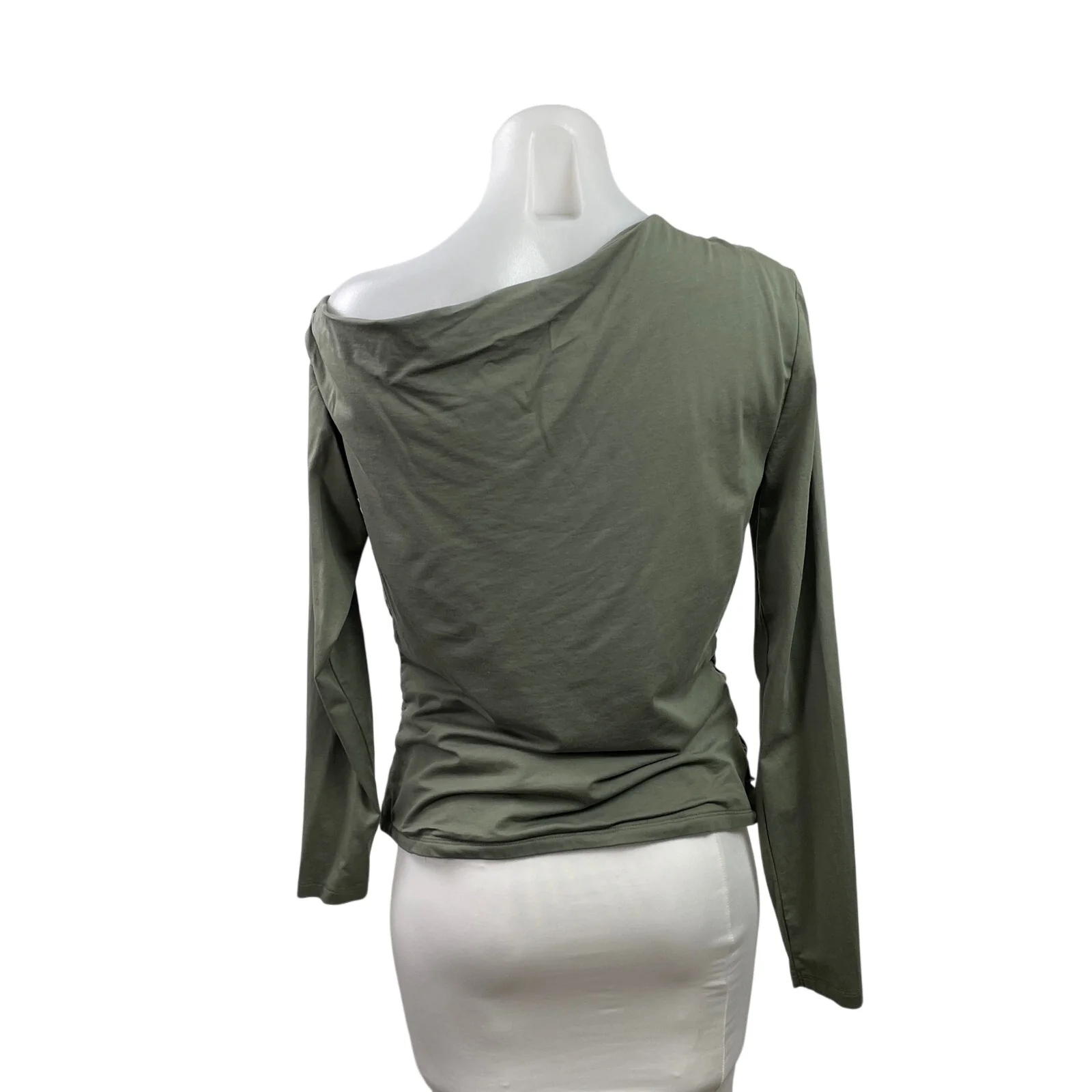 Abercrombie & Fitch Olive Green Long Sleeve Cowl Neck Pullover Blouse Top Size L - Image 3