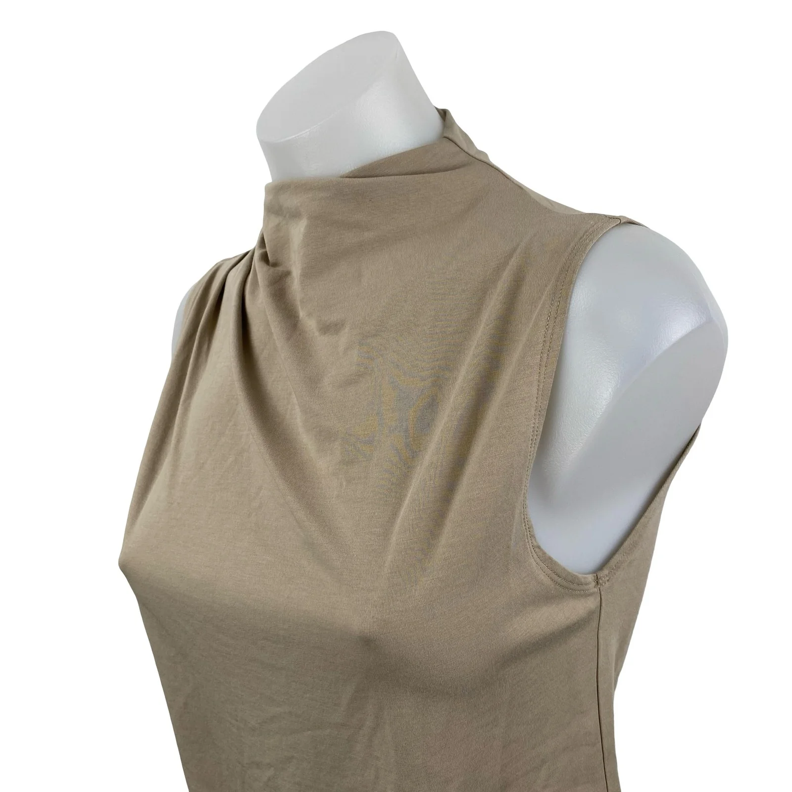 Abercrombie & Fitch Paloma Women's Beige Draped Sleeveless Mock Neck Tank Top XS - Image 2