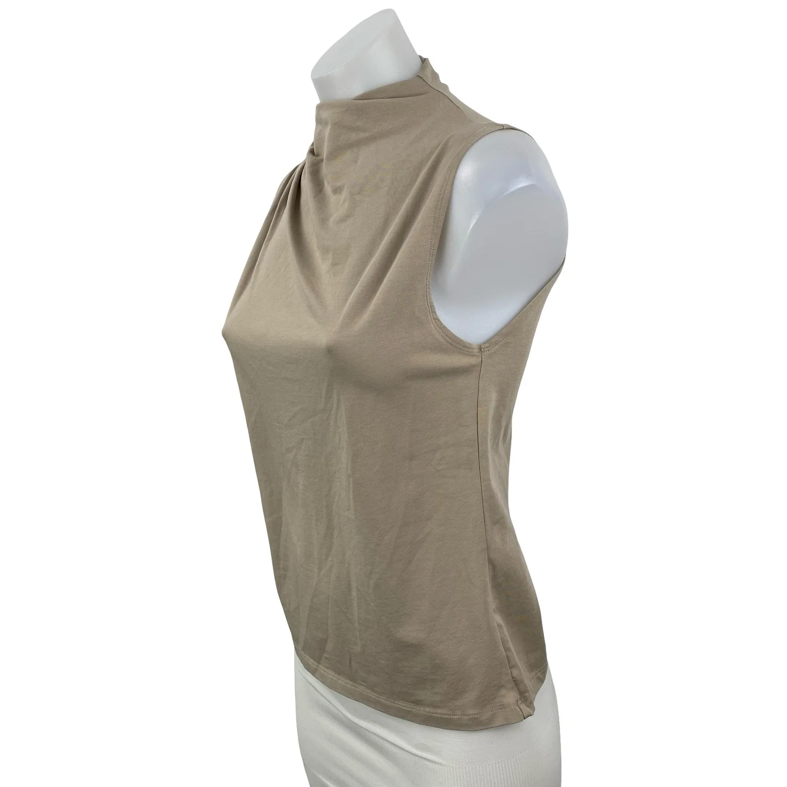 Abercrombie & Fitch Paloma Women's Beige Draped Sleeveless Mock Neck Tank Top XS - Image 3