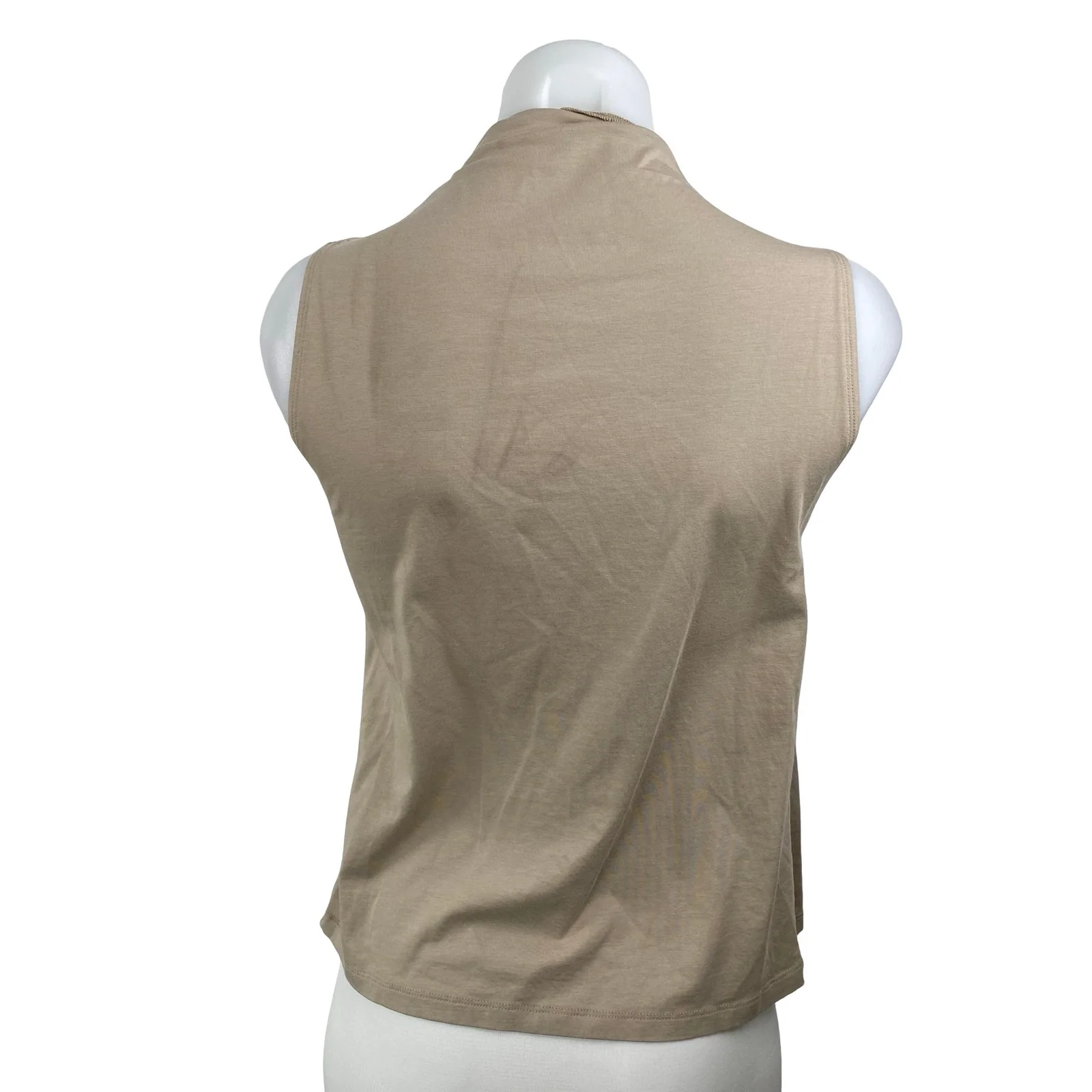 Abercrombie & Fitch Paloma Women's Beige Draped Sleeveless Mock Neck Tank Top XS - Image 4