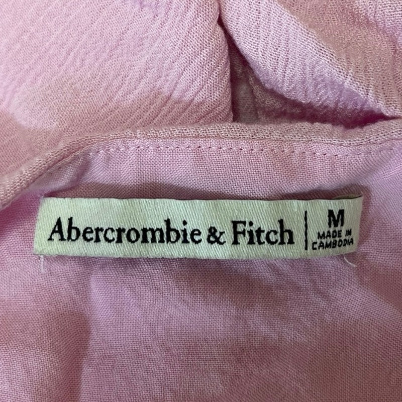 Abercrombie & Fitch Pink Twist Front V-Neck Flutter Sleeve Crop Top Blouse Sz M - Image 3