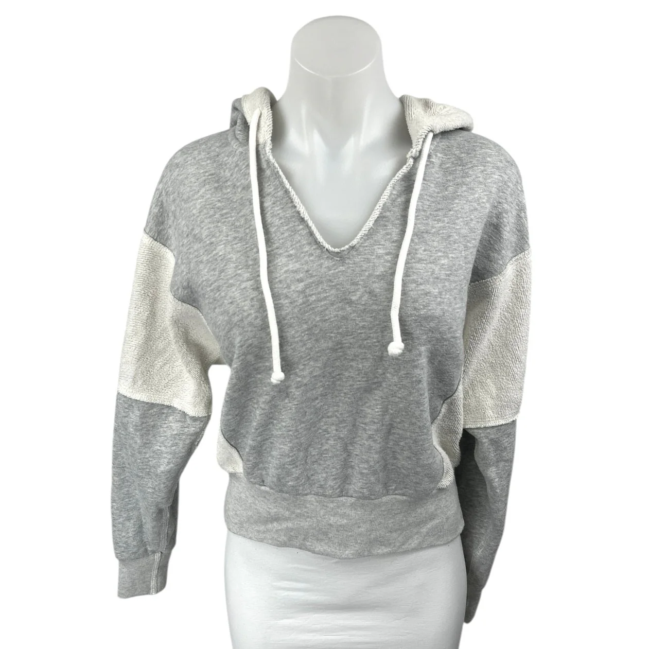Abercrombie & Fitch Soft A&F Gray Colorblock Hoodie Hooded Sweatshirt Top Sz XS