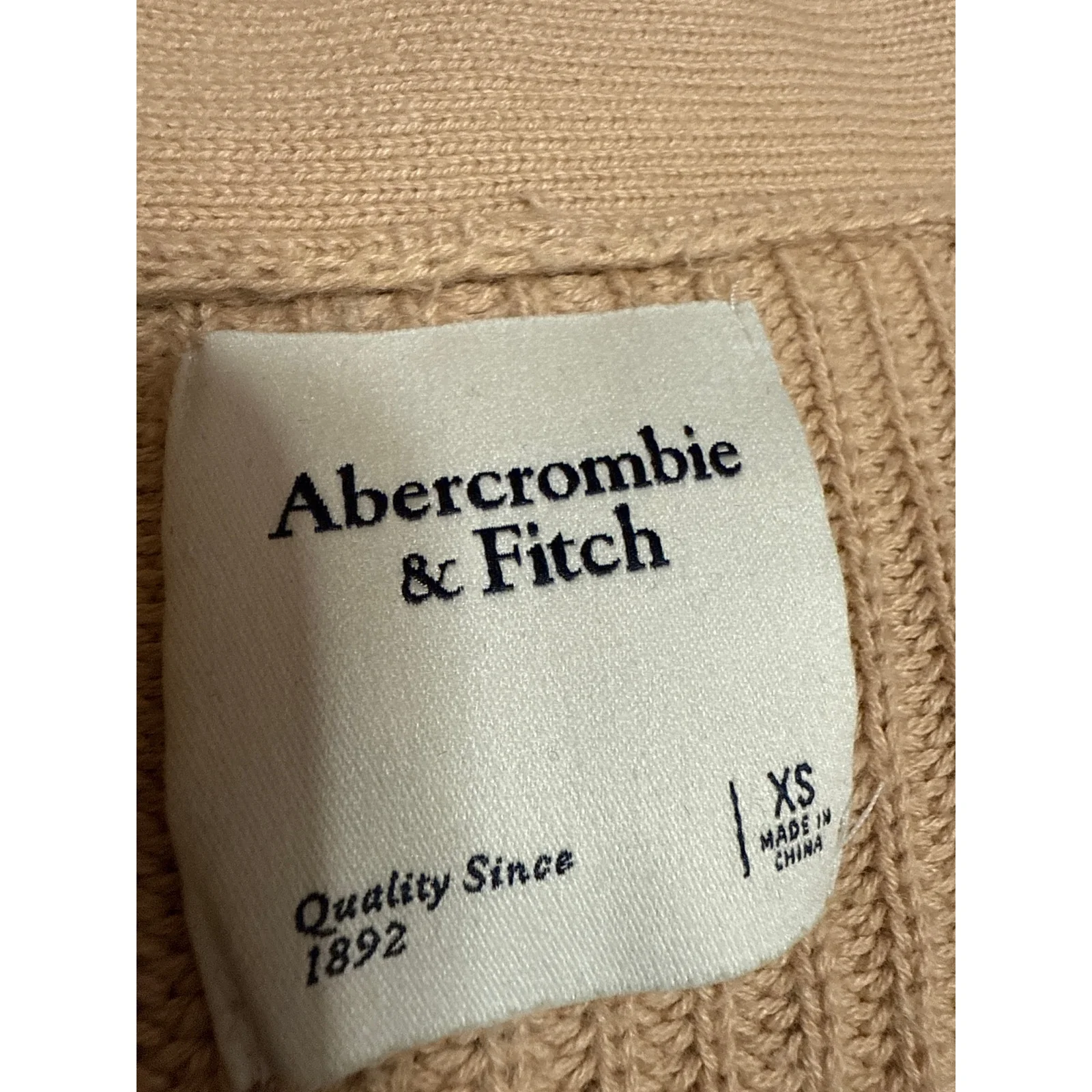 Abercrombie & Fitch Tan Long Sleeve Ribbed Knit Button Up Cardigan Sweater XS - Image 3