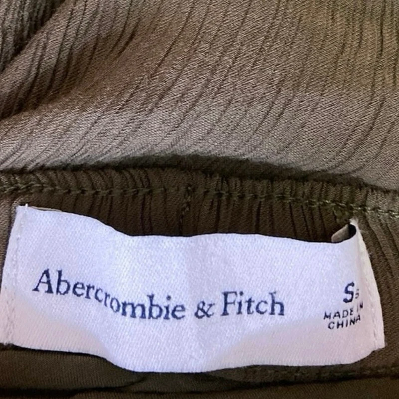 Abercrombie & Fitch Tan Wide Leg Elastic Waist Drawstring Casual Ankle Pants S - Image 4
