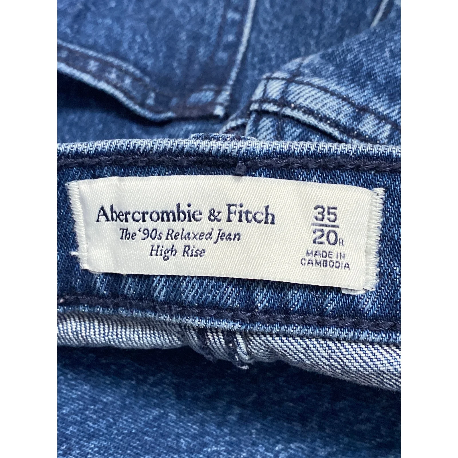 Abercrombie & Fitch The 90s Relaxed Blue High Rise Straight Denim Jeans Pants 35 - Image 3