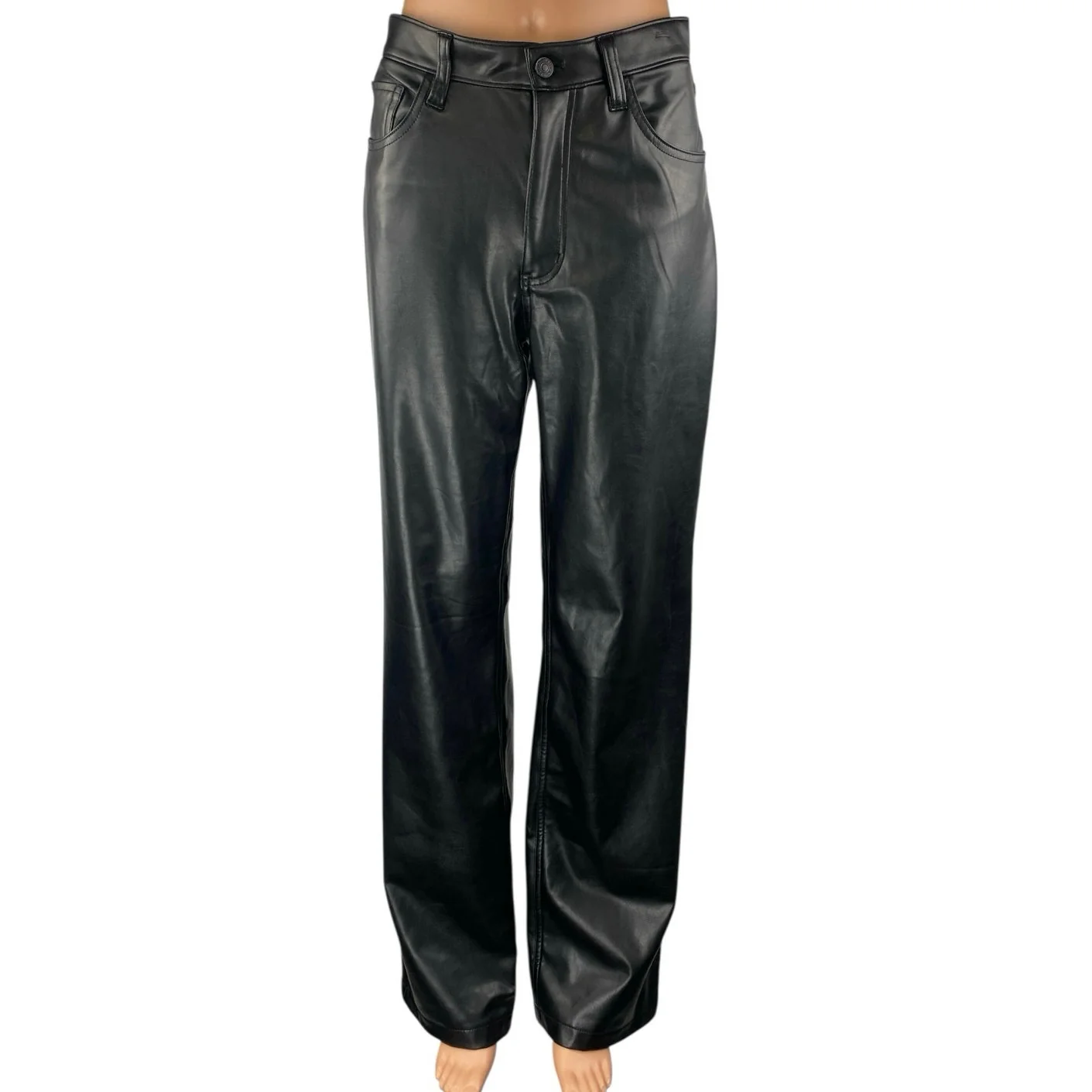 Abercrombie & Fitch The 90s Relaxed Jean Coated Black High Rise Denim Jeans 4