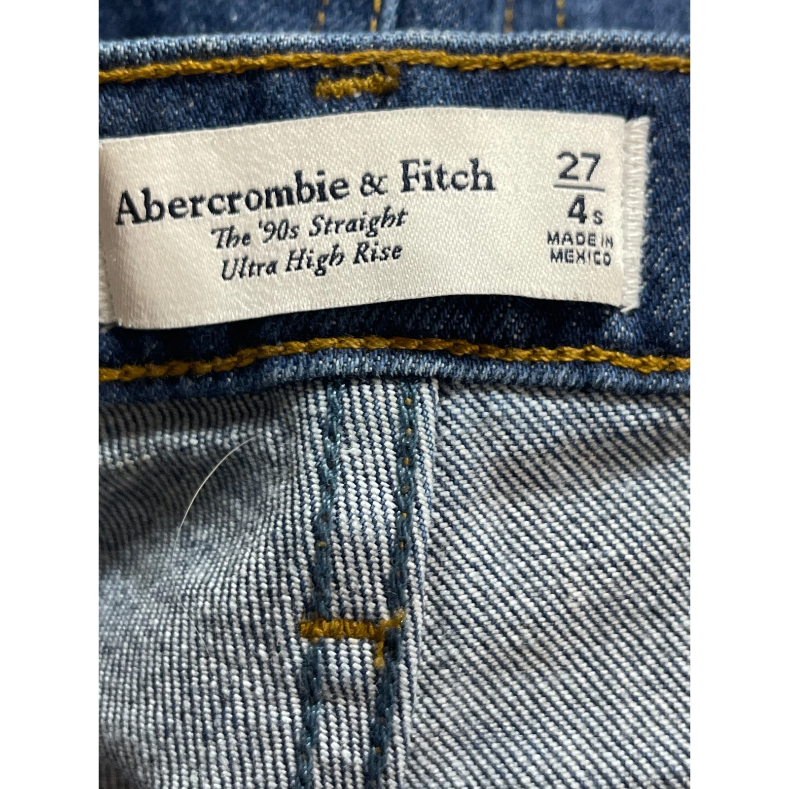 Abercrombie & Fitch The 90s Straight Ultra High Rise Blue Denim Jeans Size 27 - Image 4