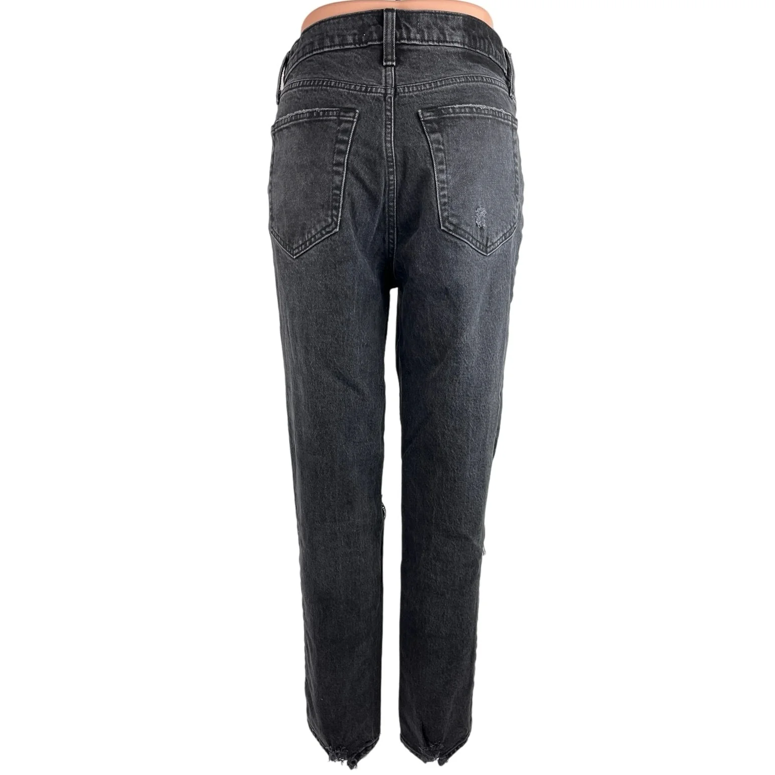 Abercrombie & Fitch The 90's Straight Black High Rise Distressed Denim Jeans 8 - Image 3