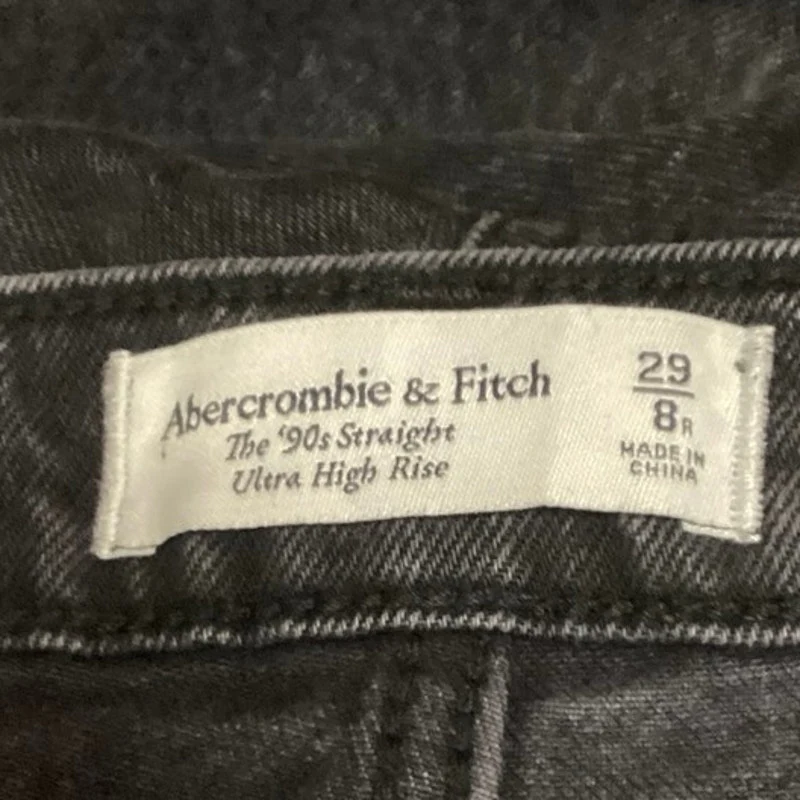 Abercrombie & Fitch The 90's Straight Black High Rise Distressed Denim Jeans 8 - Image 4