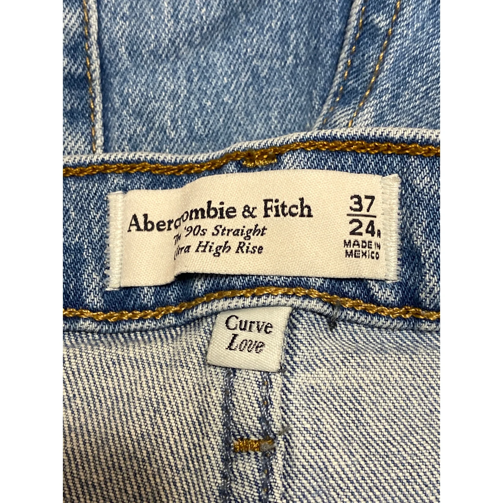 Abercrombie & Fitch The 90s Straight Women's Blue High Rise Denim Jeans Size 24 - Image 4