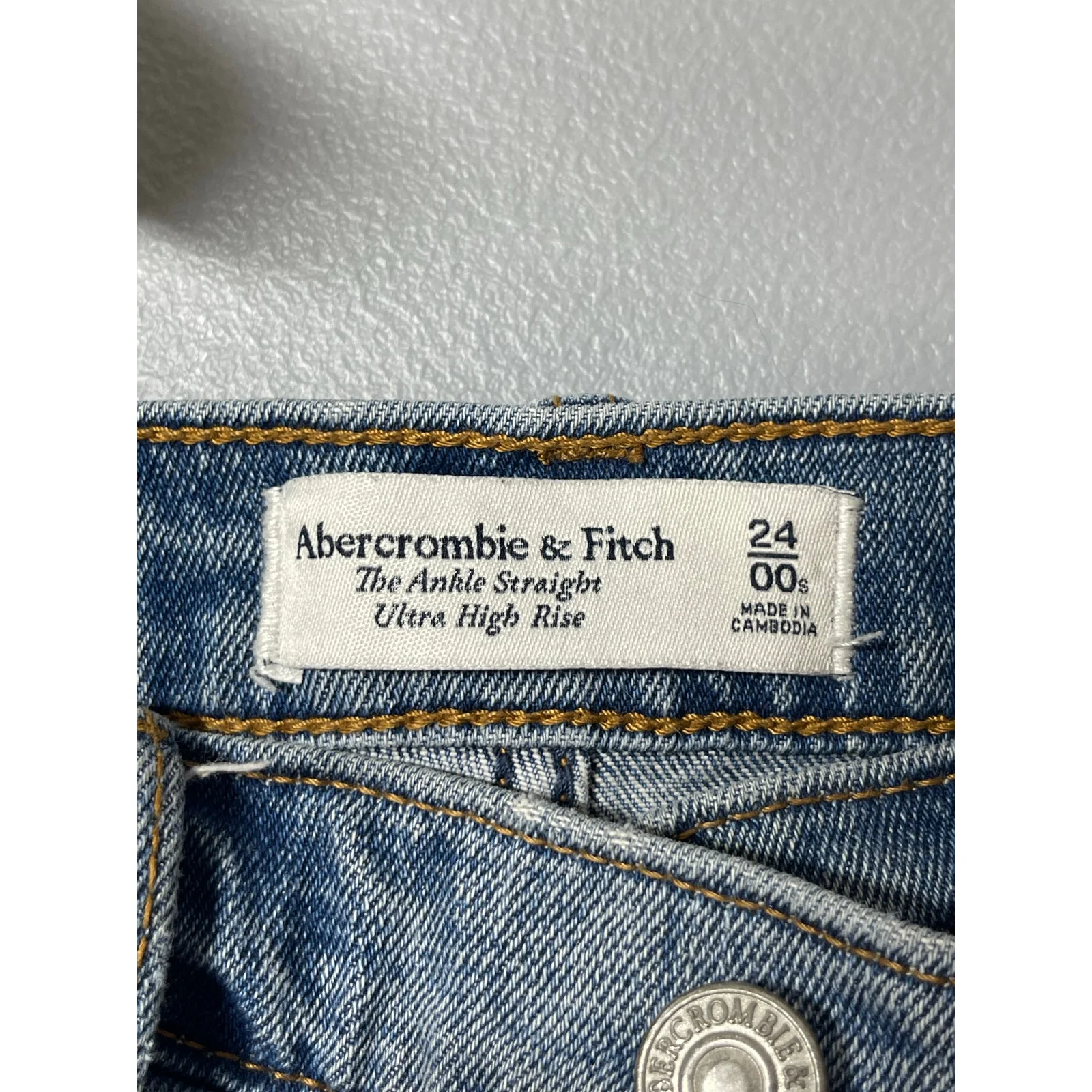 Abercrombie & Fitch The Ankle Straight High Rise Distressed Denim Jeans Size 24 - Image 5