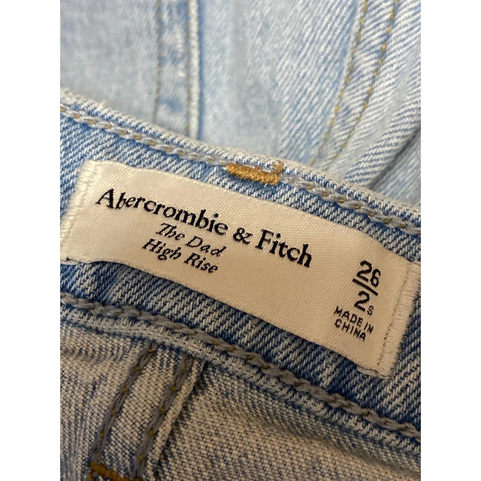 Abercrombie & Fitch The Dad High Rise Blue Light Wash Straight Denim Jeans Sz 26 - Image 5